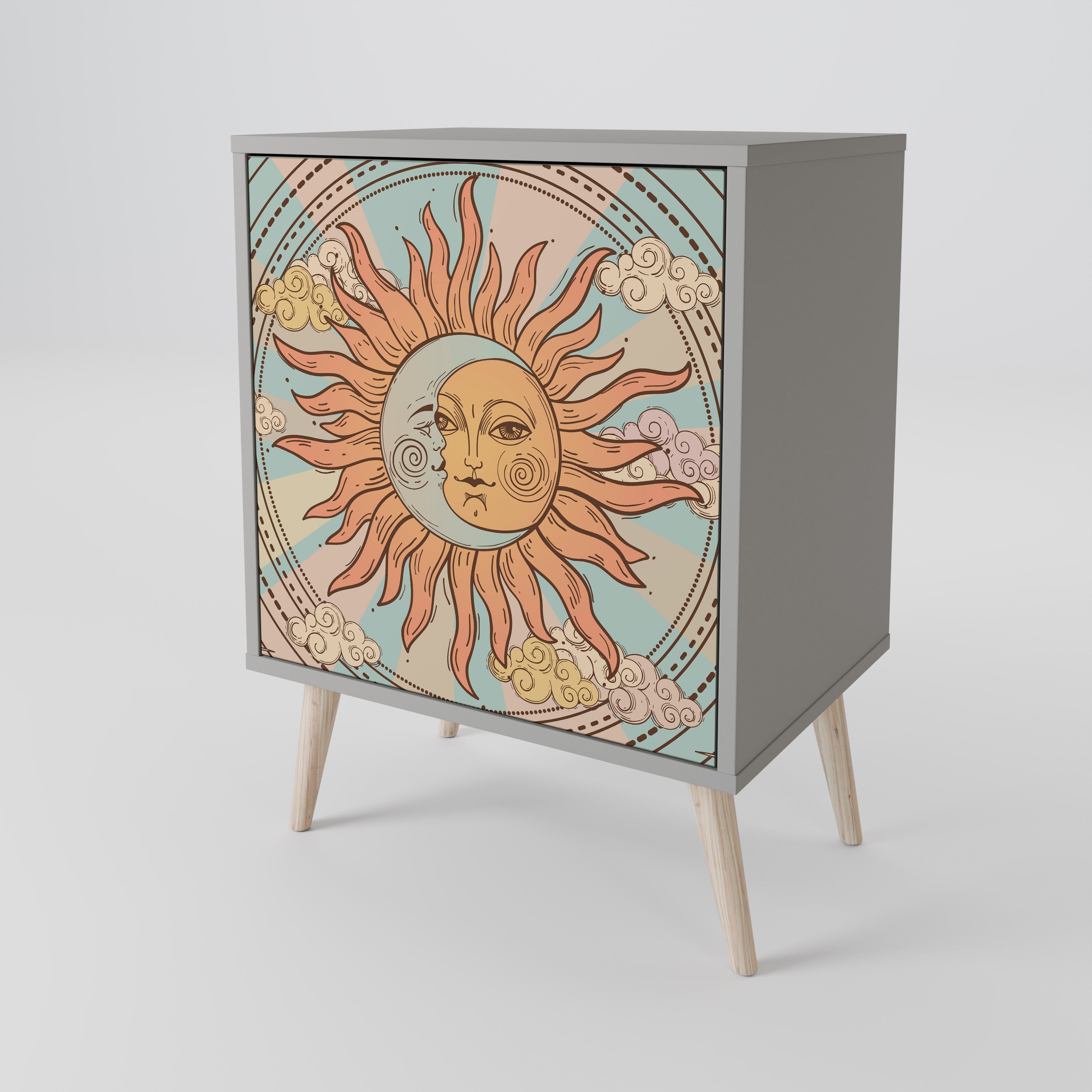 Aparador MYSTICAL STRUCTURE de 1 puerta en acabado gris