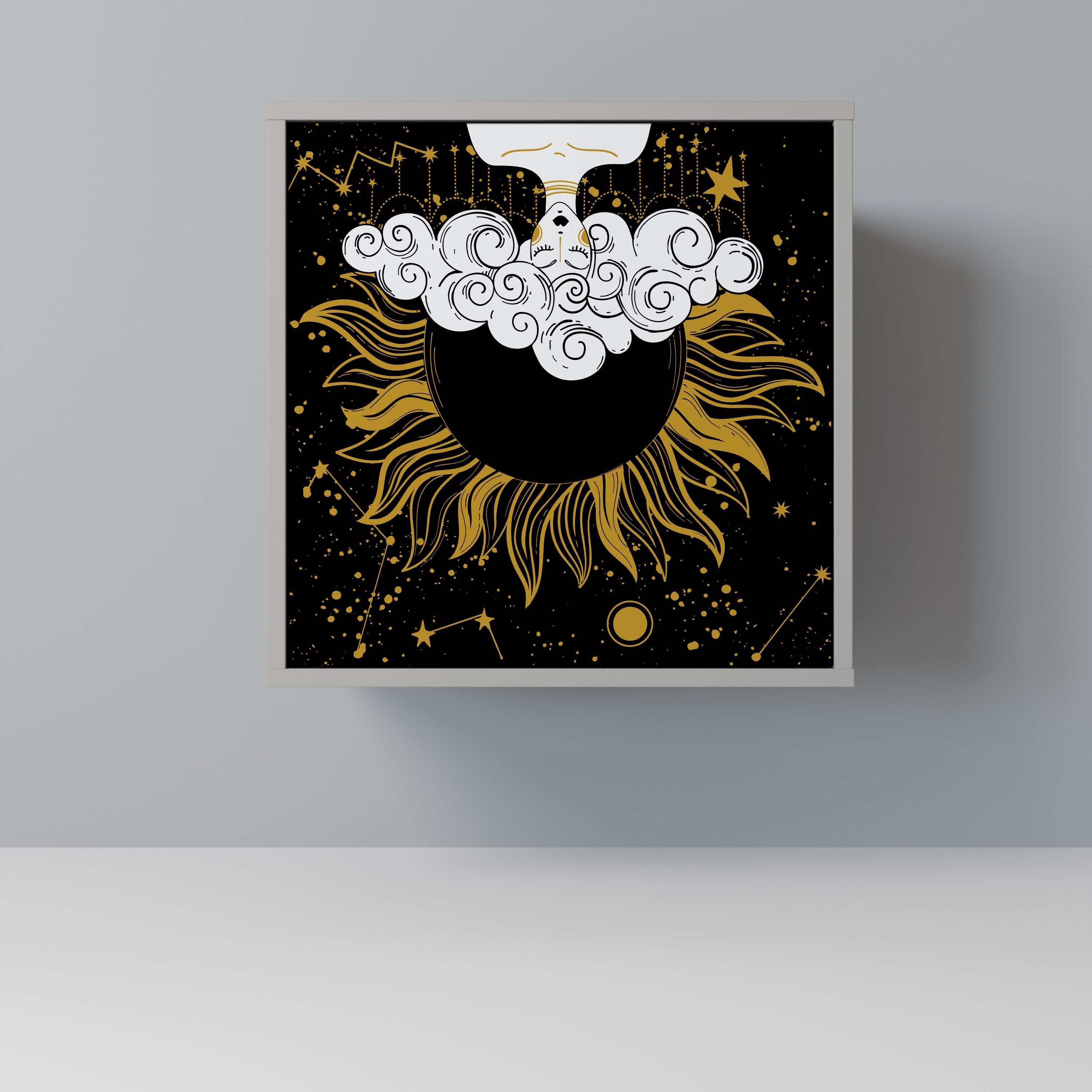 Aparador STELLAR CONSTELLATIONS de 1 puerta en acabado gris