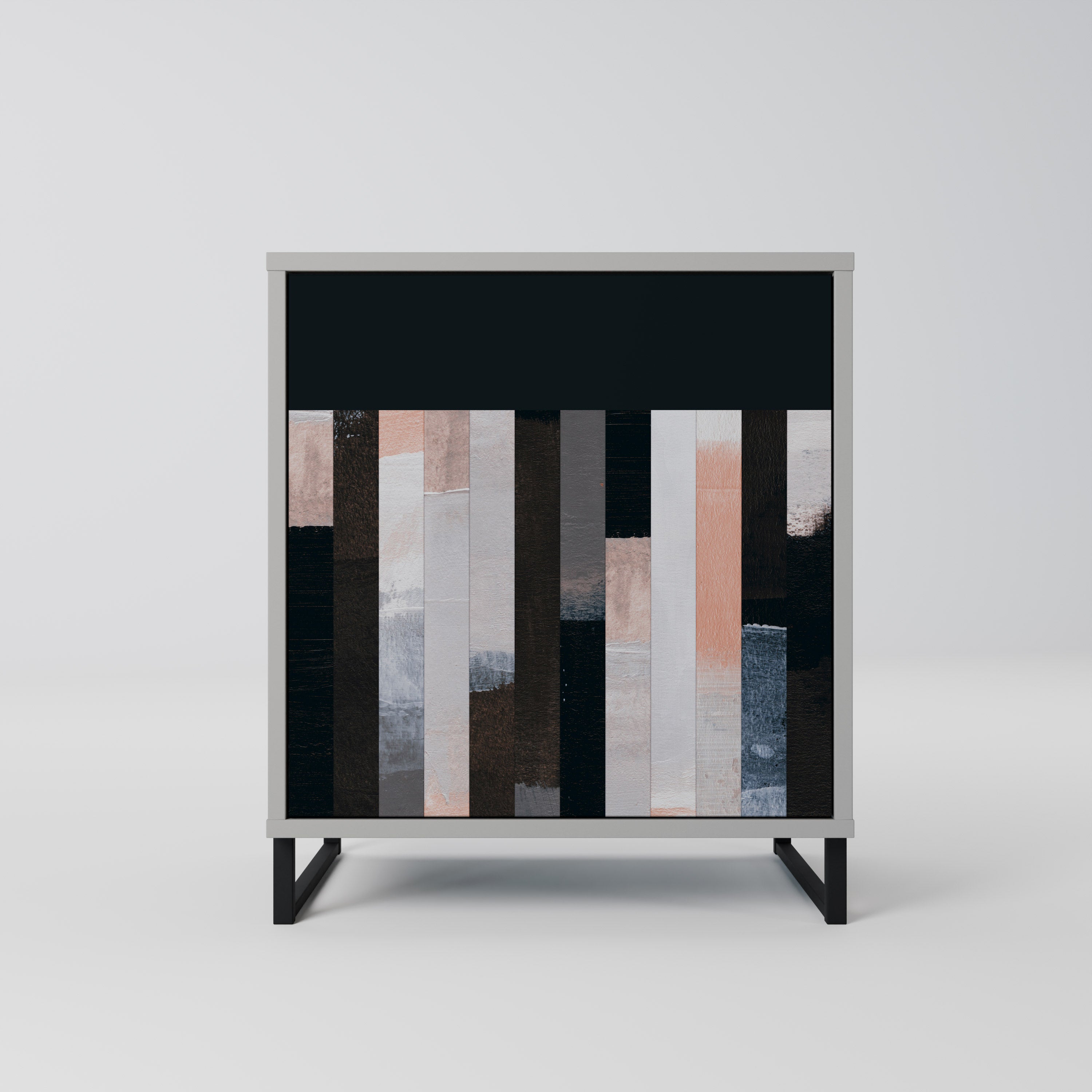 Aparador de 1 puerta Collage of Rectangles en acabado gris