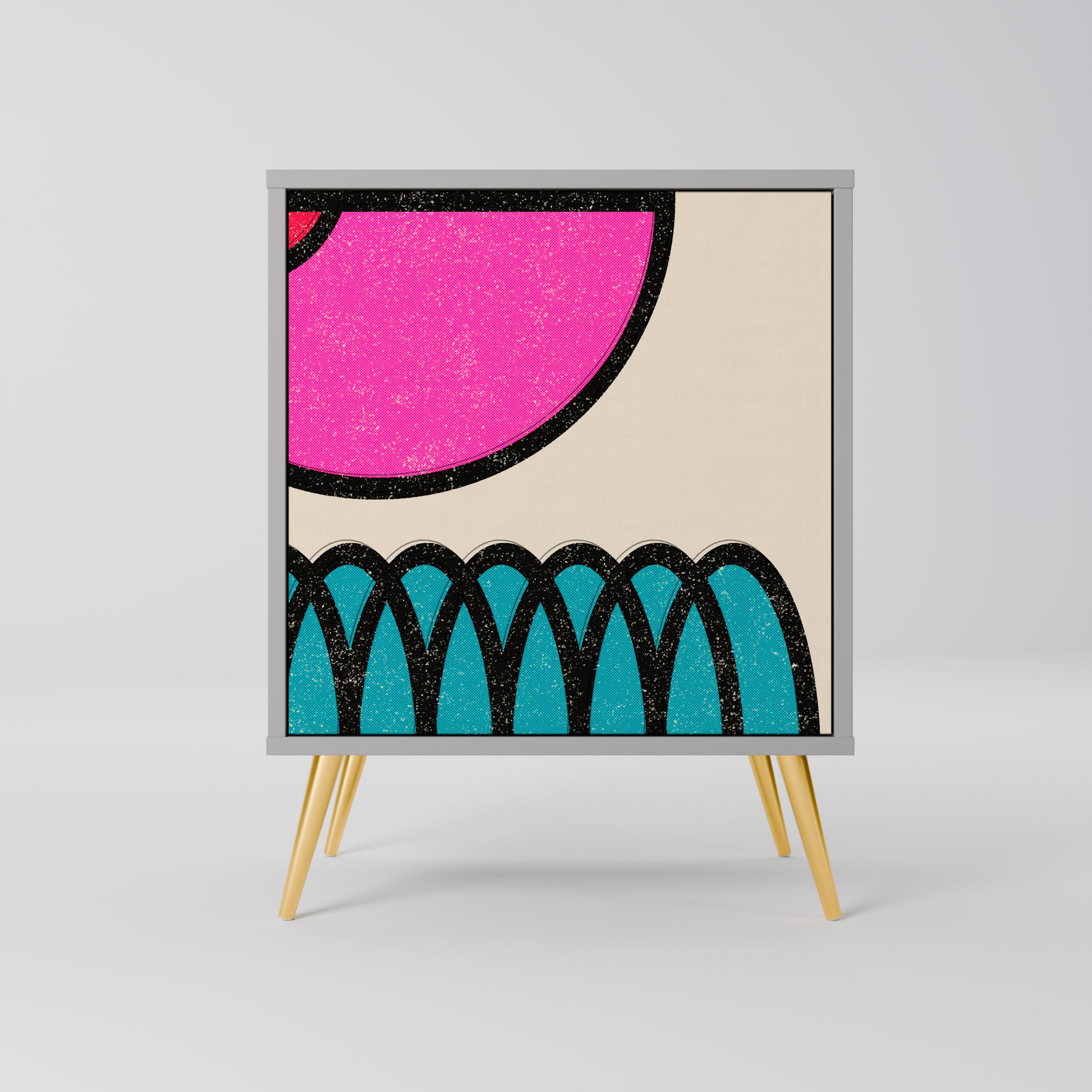 Aparador GEOMETRIC RHAPSODY de 1 puerta en acabado gris