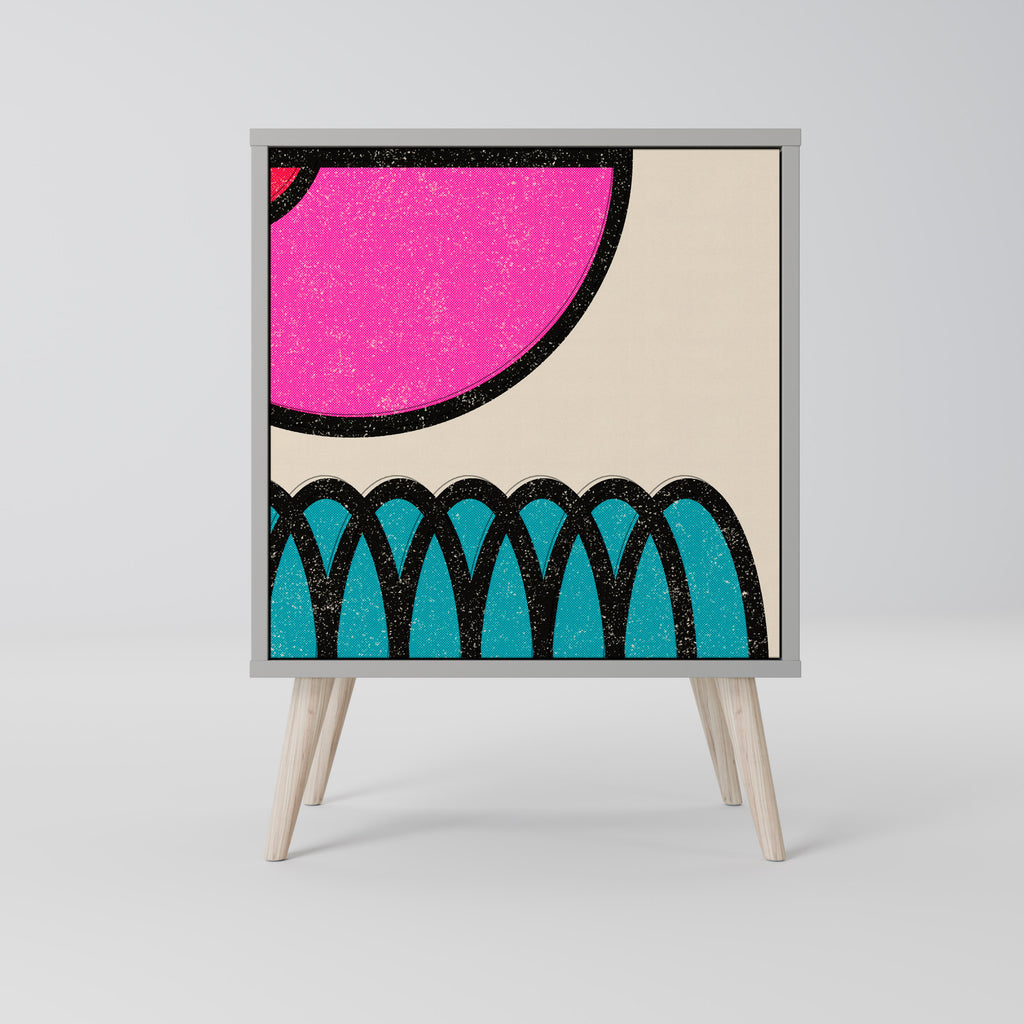 Aparador GEOMETRIC RHAPSODY de 1 puerta en acabado gris