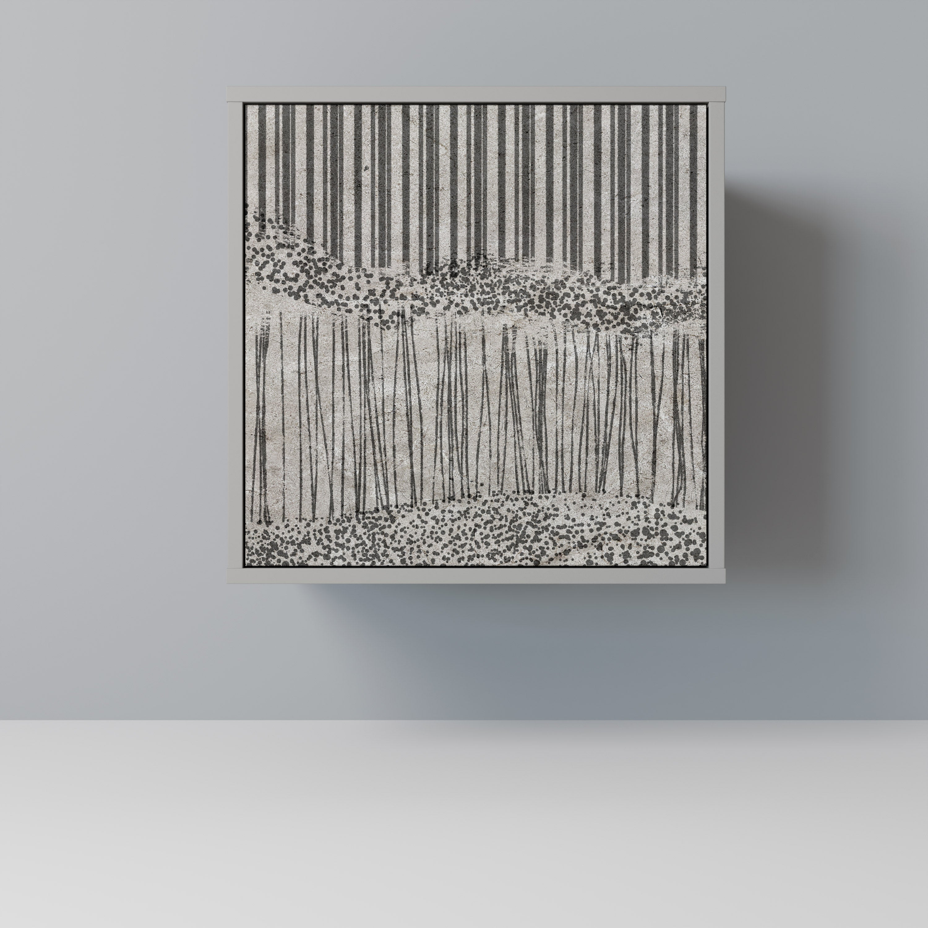 Aparador de una puerta GRAIN LINES en acabado gris