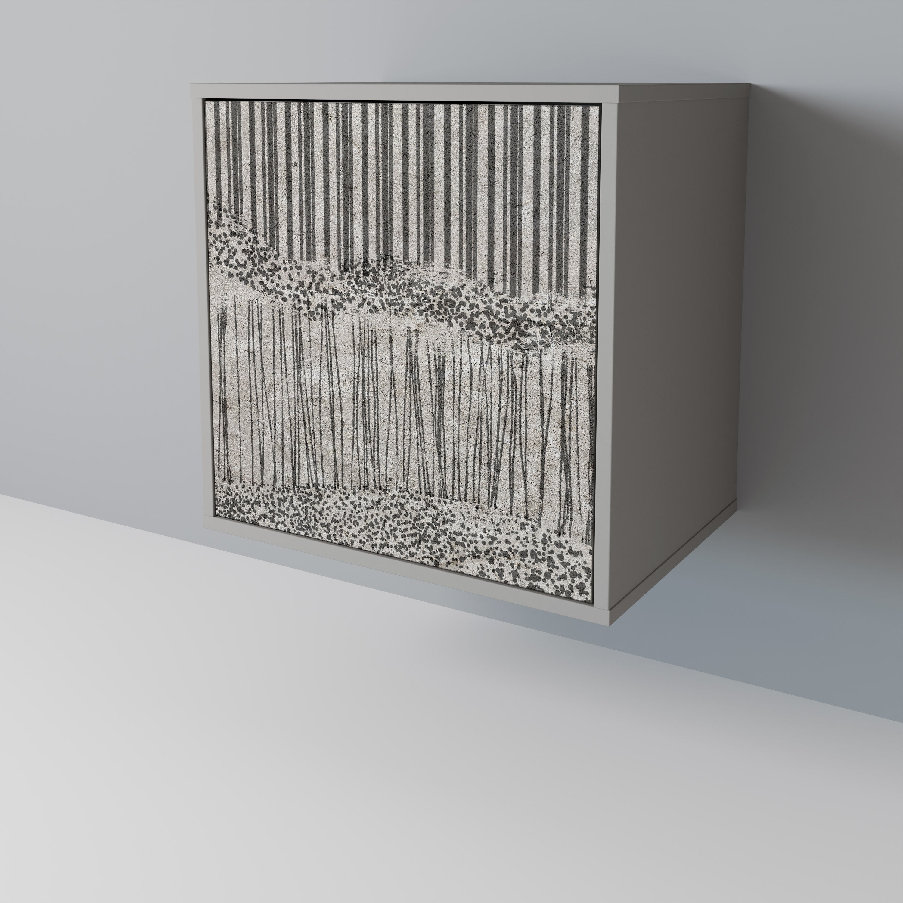 Aparador de una puerta GRAIN LINES en acabado gris