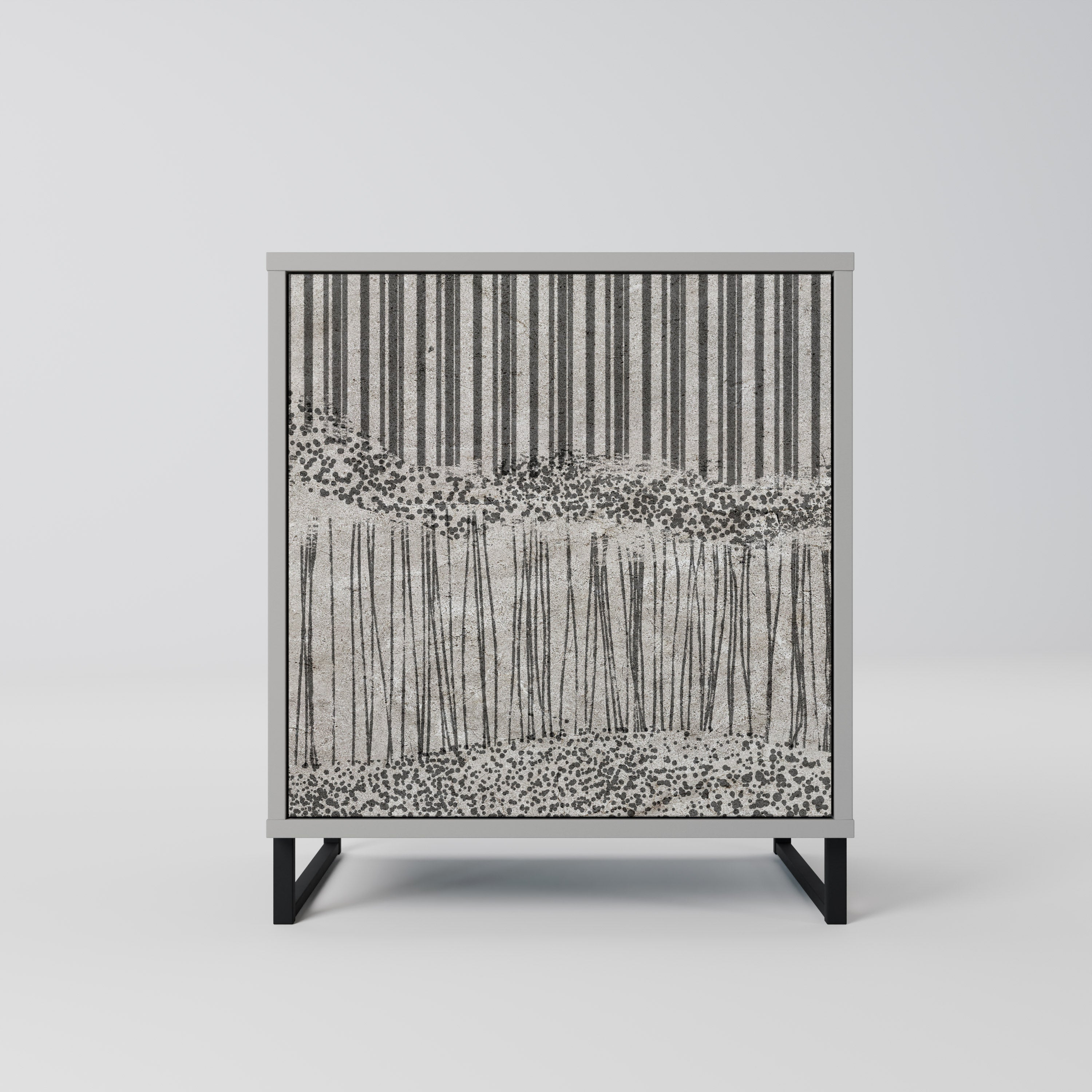 Aparador de una puerta GRAIN LINES en acabado gris