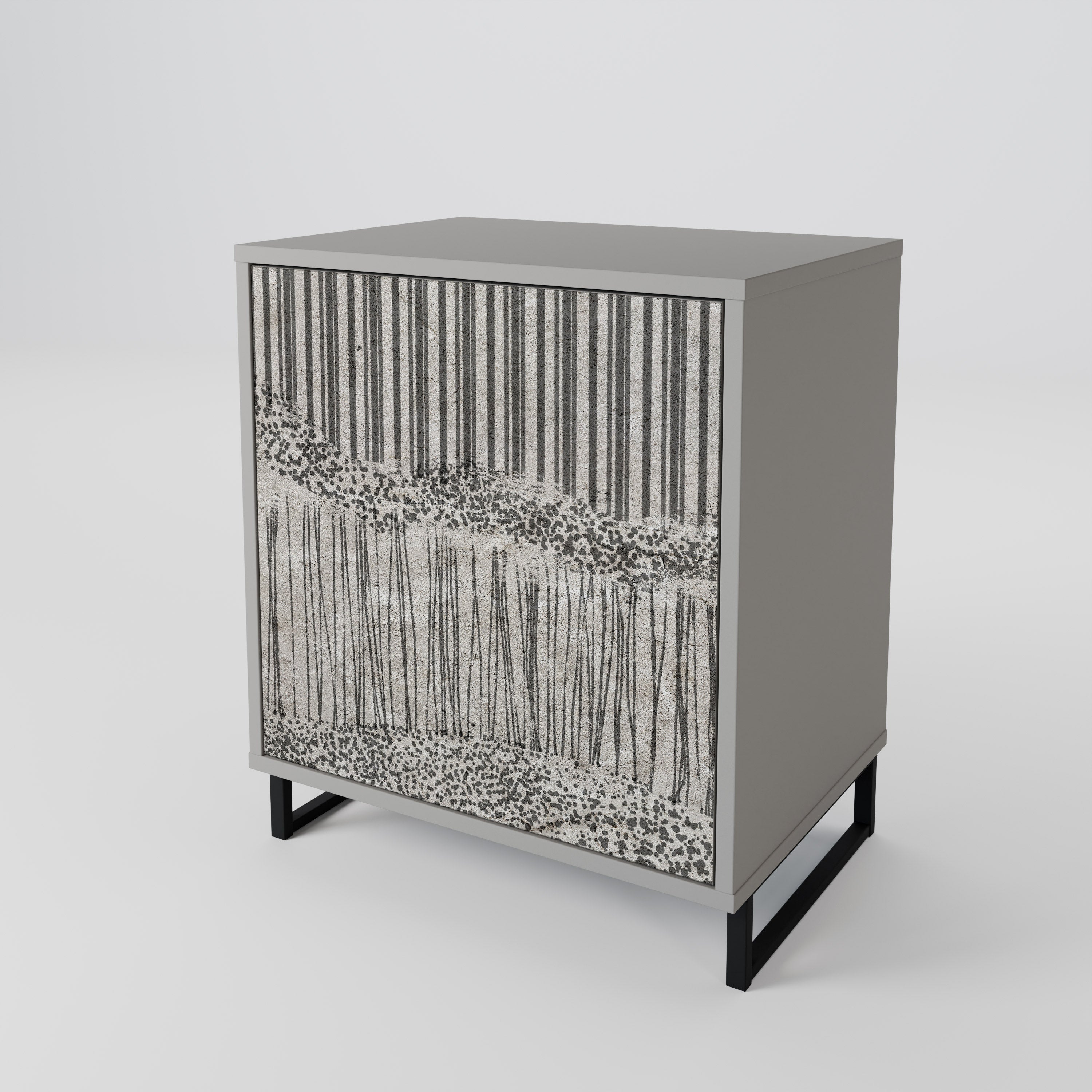 Aparador de una puerta GRAIN LINES en acabado gris