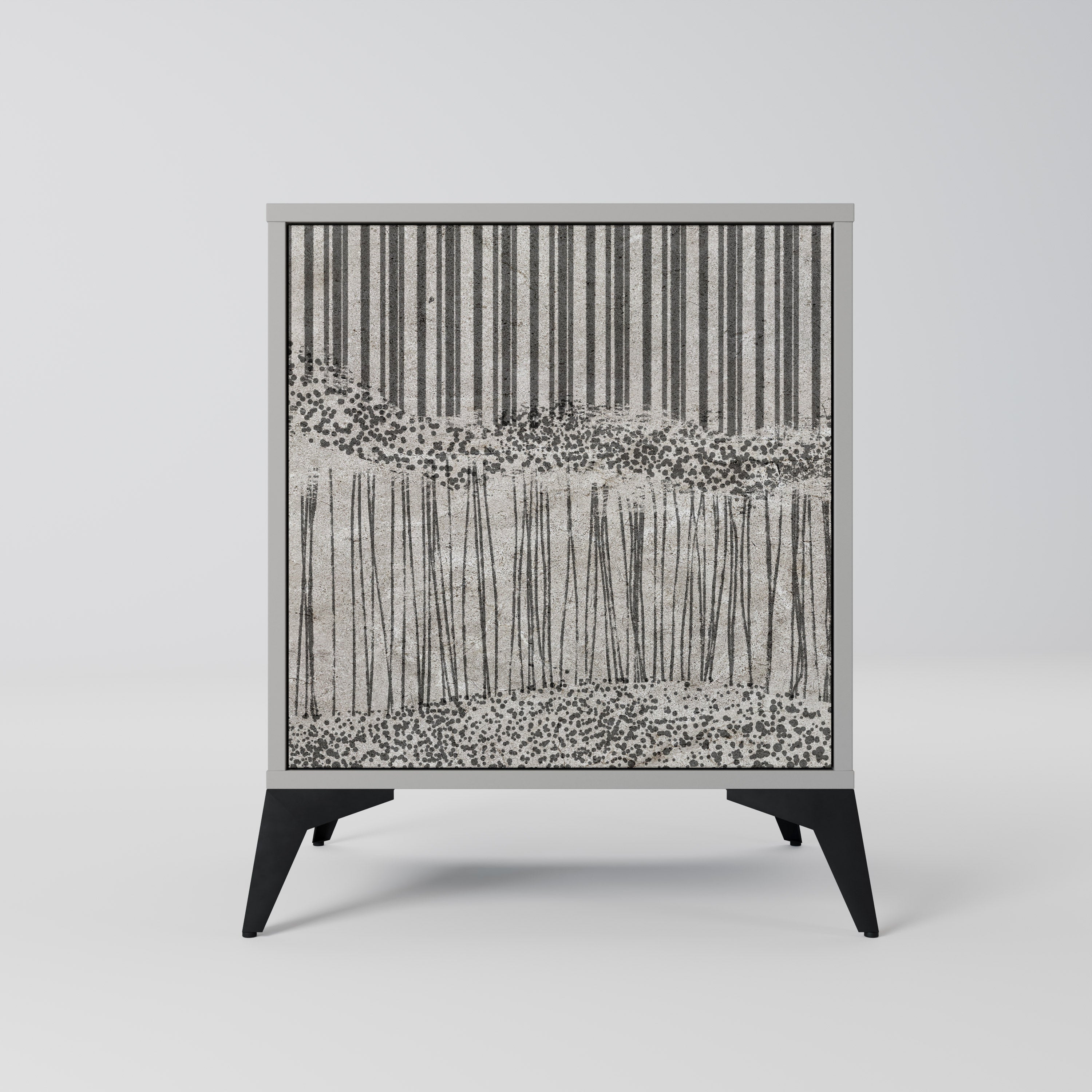 Aparador de una puerta GRAIN LINES en acabado gris