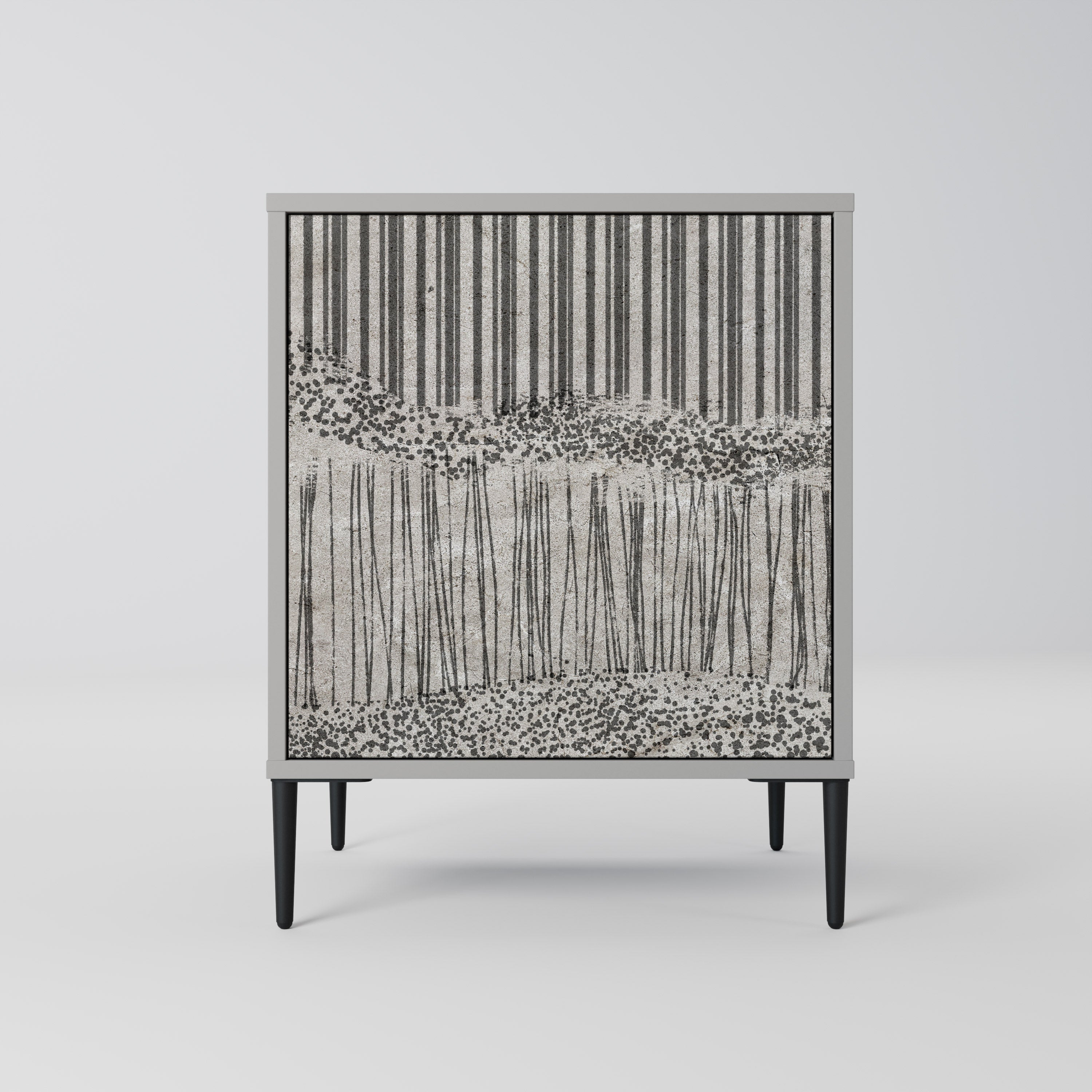 Aparador de una puerta GRAIN LINES en acabado gris