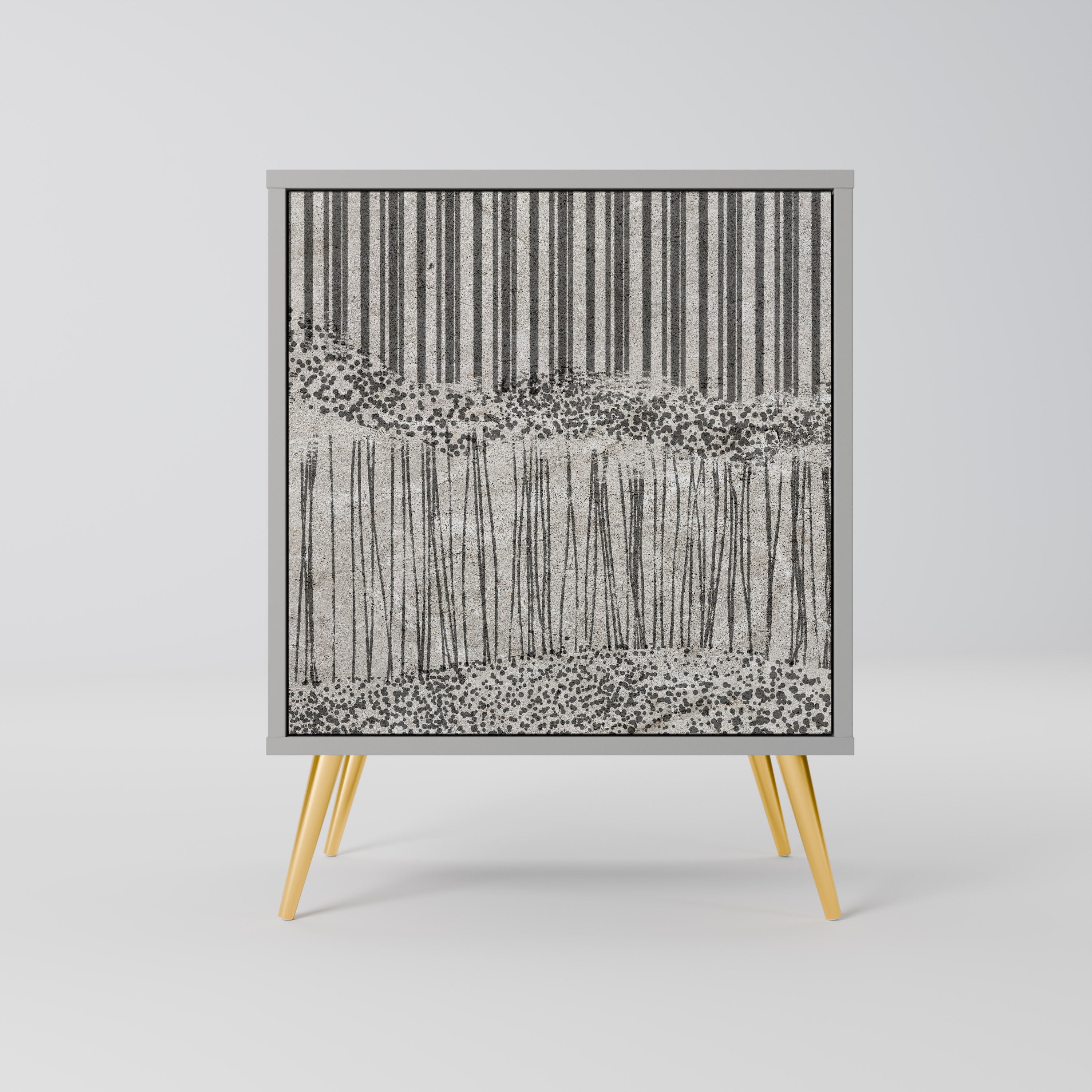 Aparador de una puerta GRAIN LINES en acabado gris