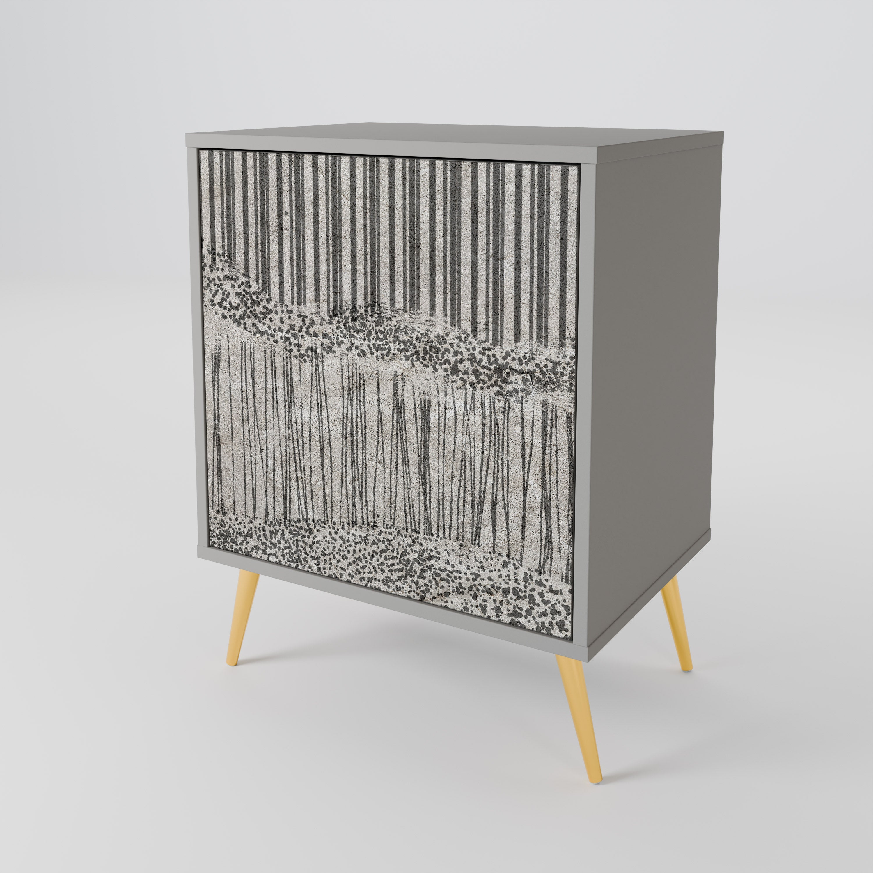 Aparador de una puerta GRAIN LINES en acabado gris