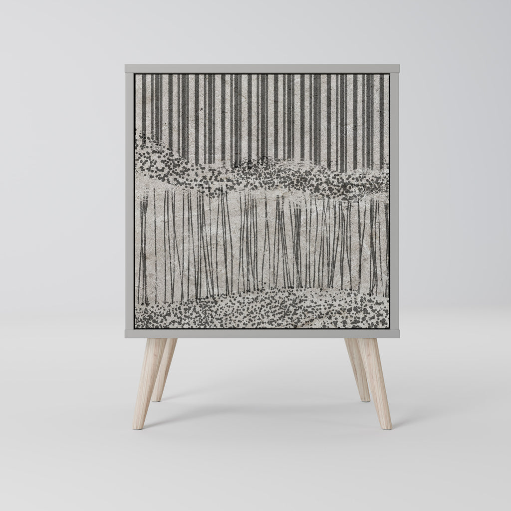 Aparador de una puerta GRAIN LINES en acabado gris