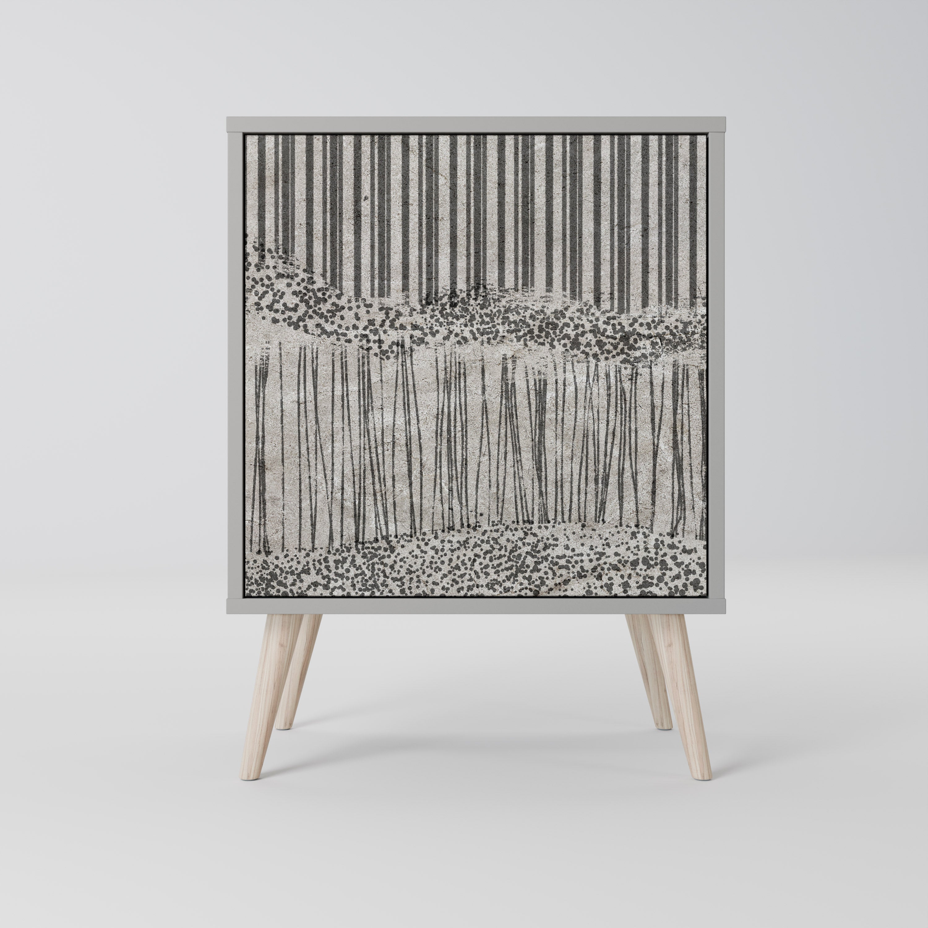 Aparador de una puerta GRAIN LINES en acabado gris