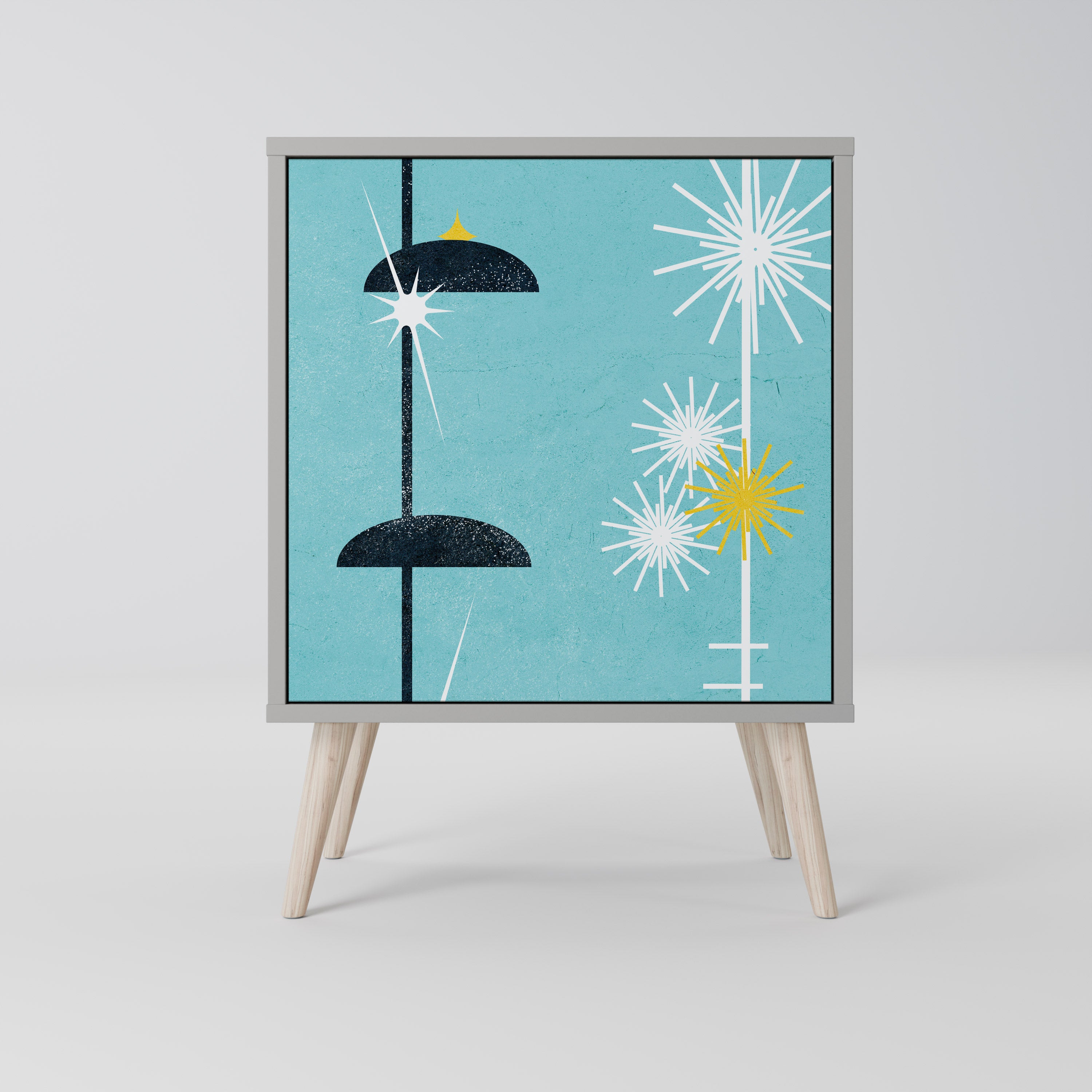 Aparador de 1 puerta PATHS TO HAPPINESS en acabado gris