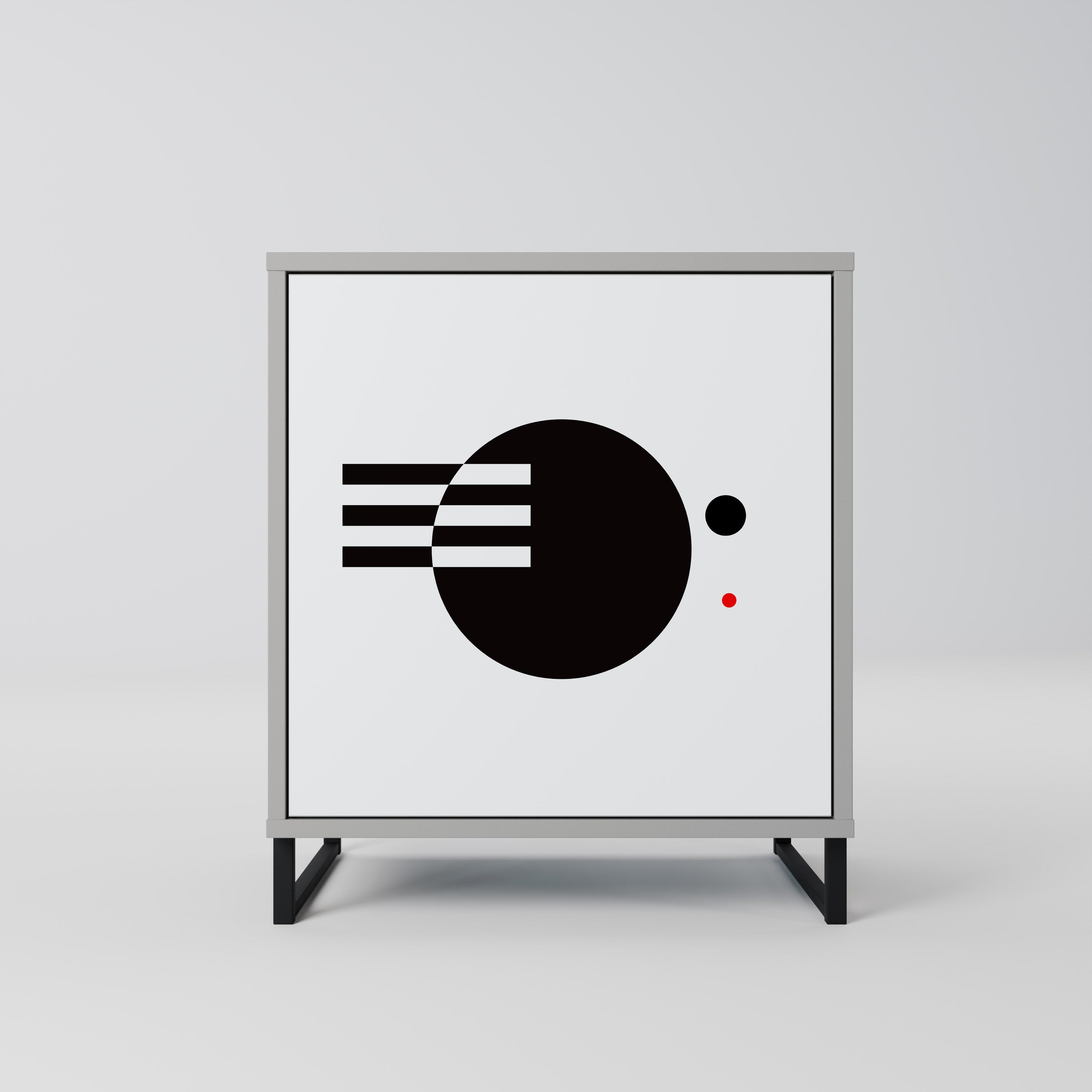 BLACK AND WHITE COMBINATION 1-Door Sideboard in Grey Finish