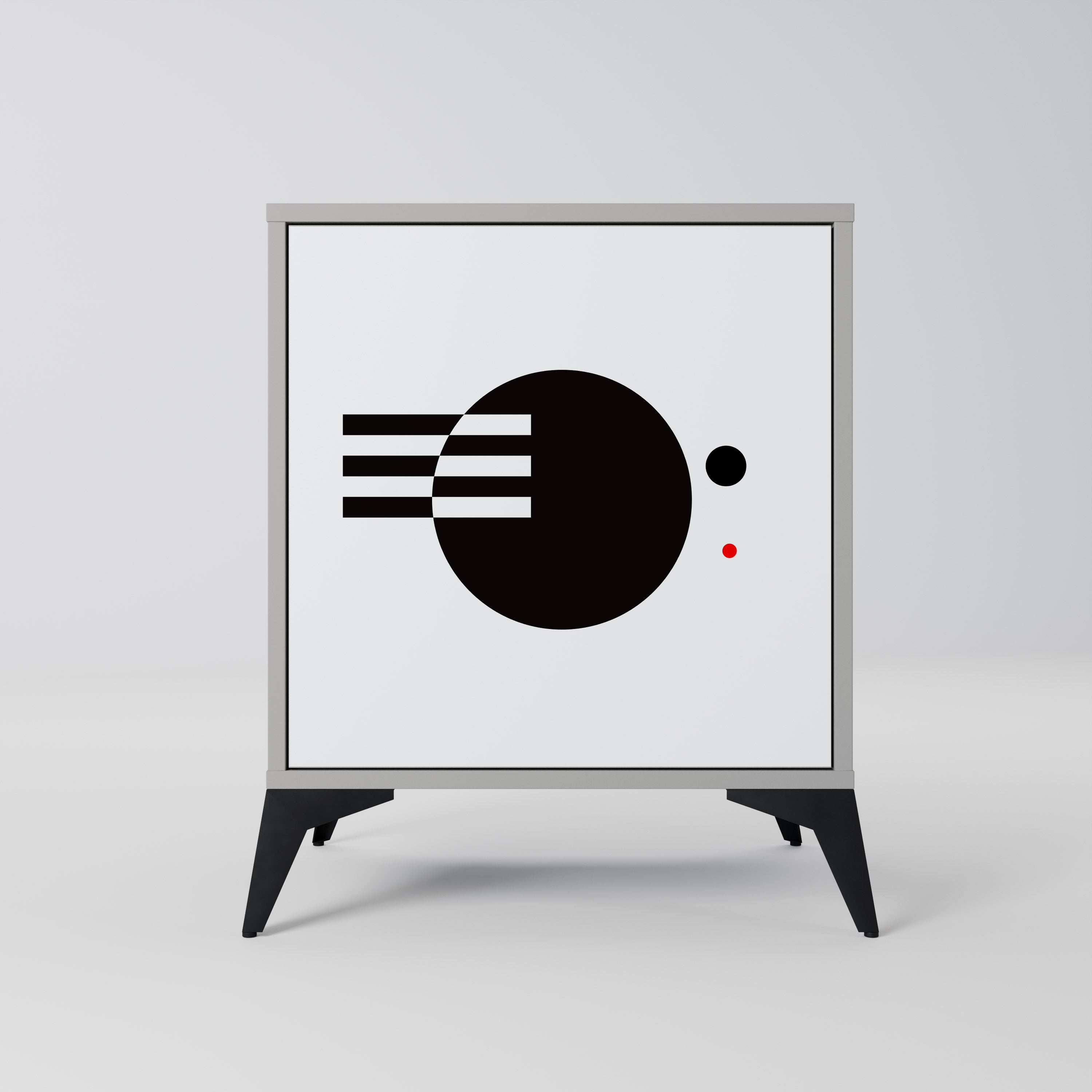 BLACK AND WHITE COMBINATION 1-Door Sideboard in Grey Finish