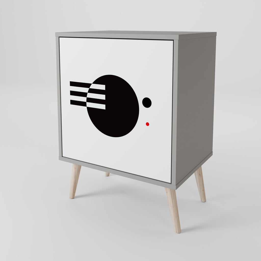 BLACK AND WHITE COMBINATION 1-Door Sideboard in Grey Finish