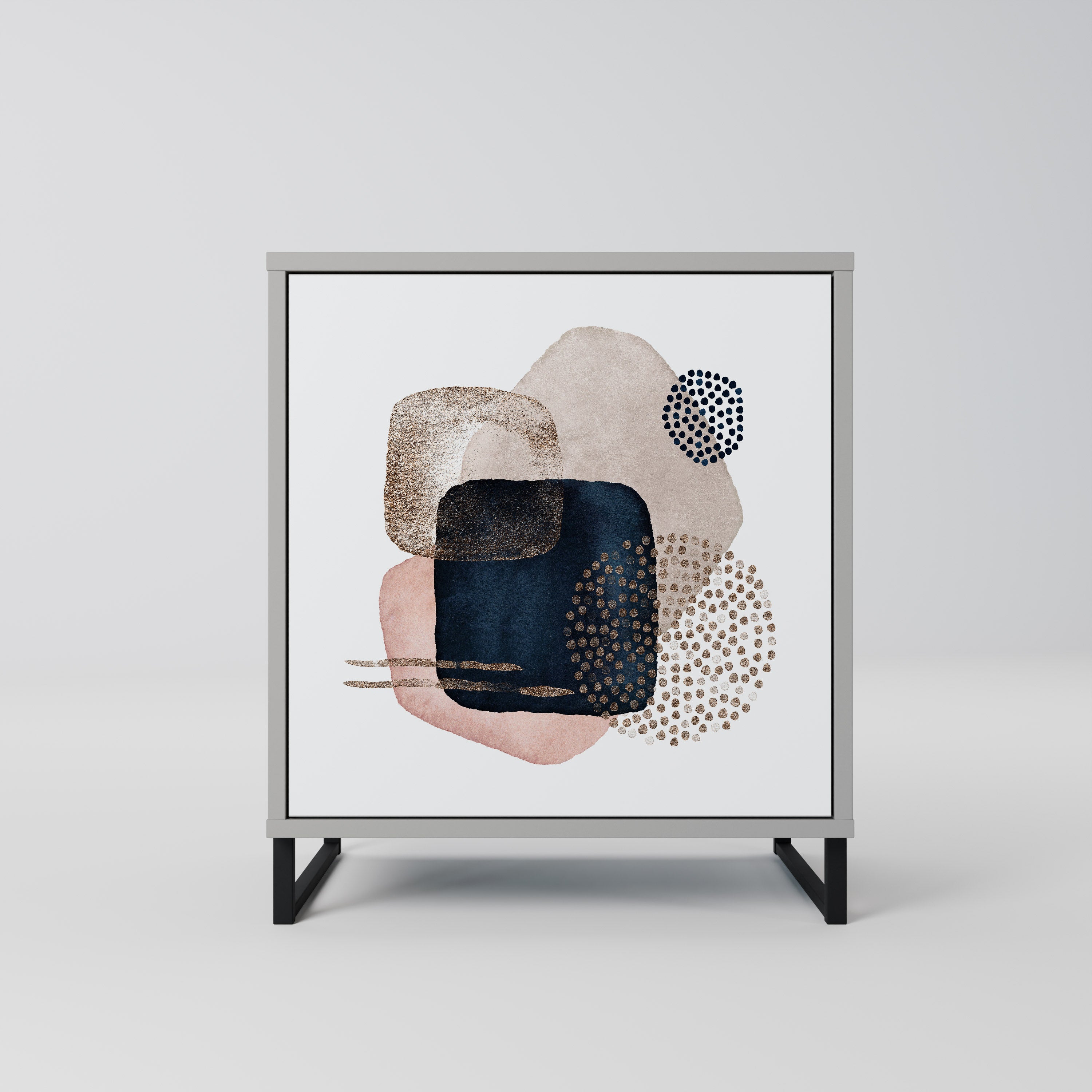 Aparador de 1 puerta COLORFUL SHAPES en acabado gris