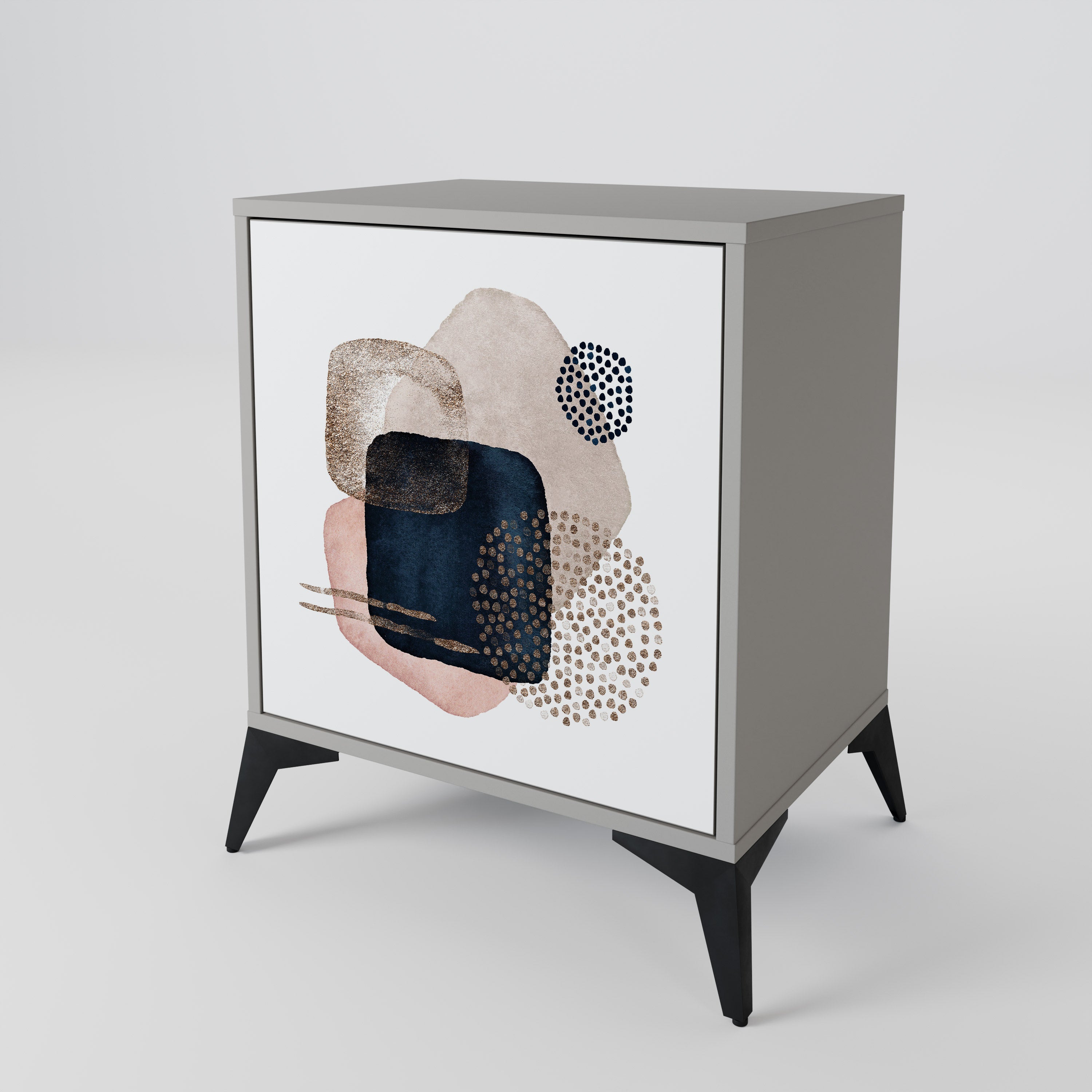 Aparador de 1 puerta COLORFUL SHAPES en acabado gris