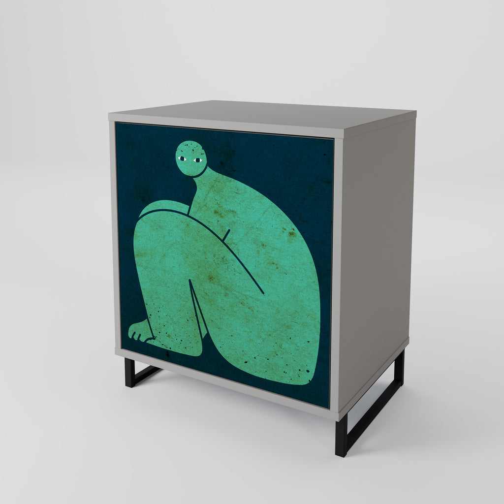 JUNTOS PERO POR SEPARADO Aparador de 1 puerta en acabado gris