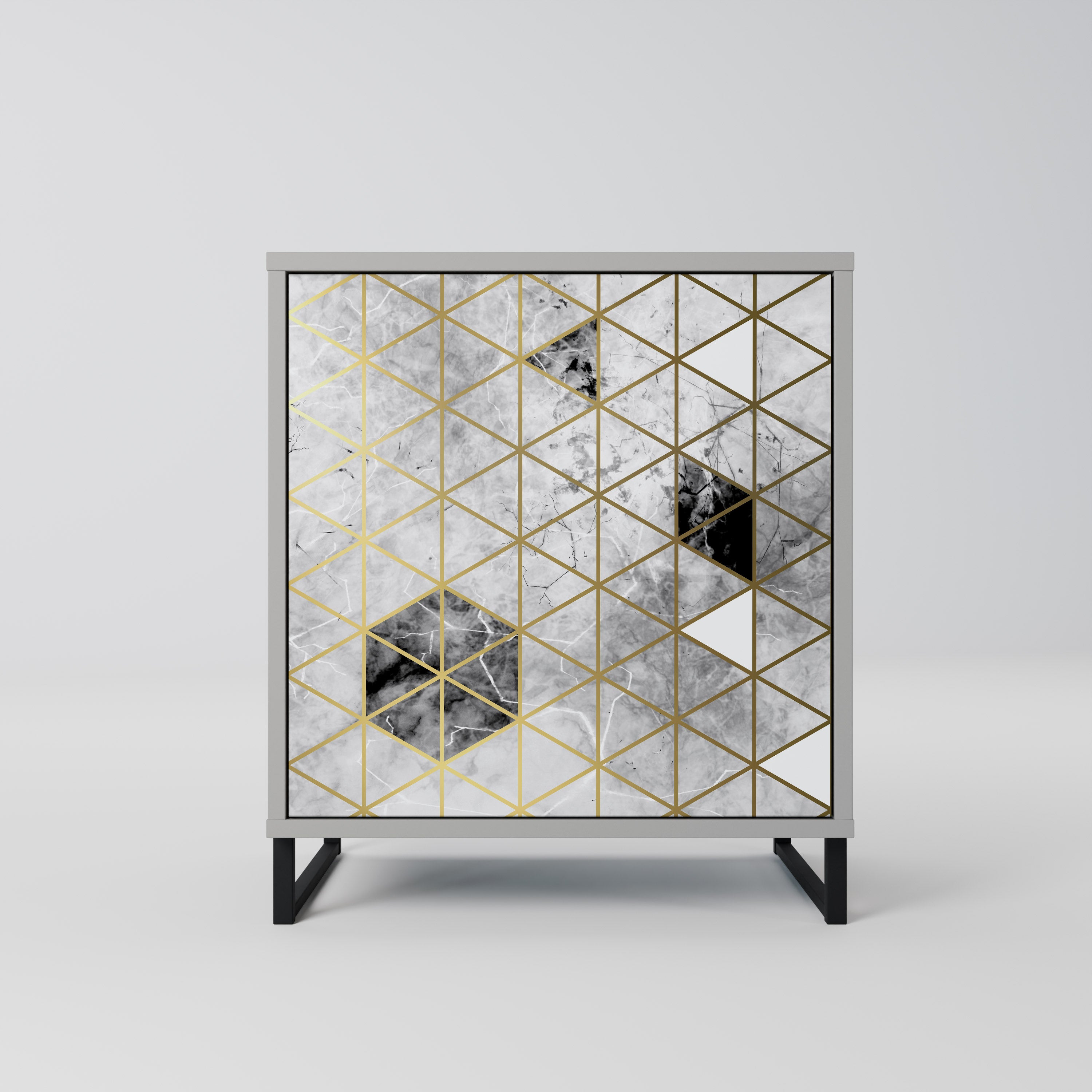 Aparador de 1 puerta ASHEN ARIA en acabado gris