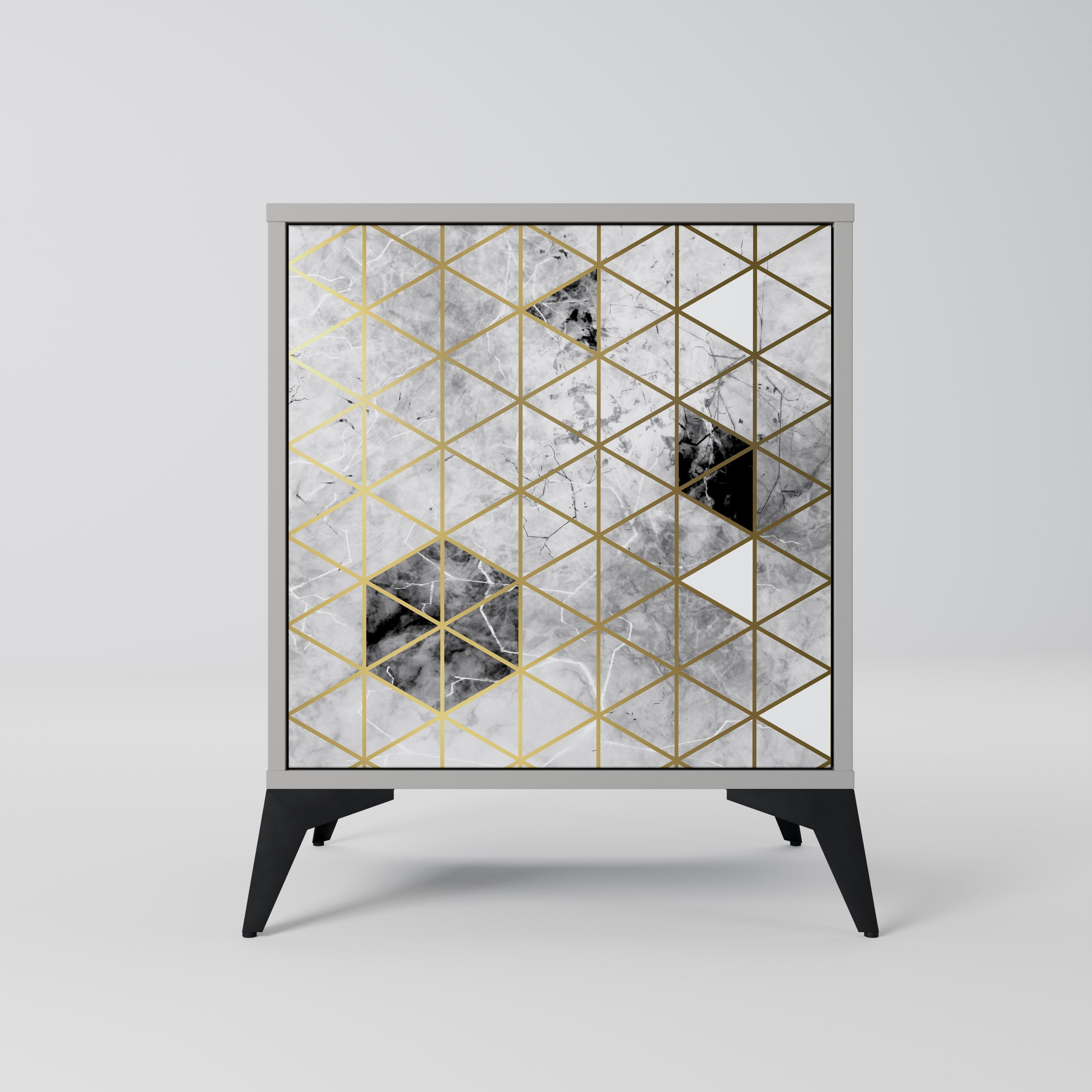 Aparador de 1 puerta ASHEN ARIA en acabado gris