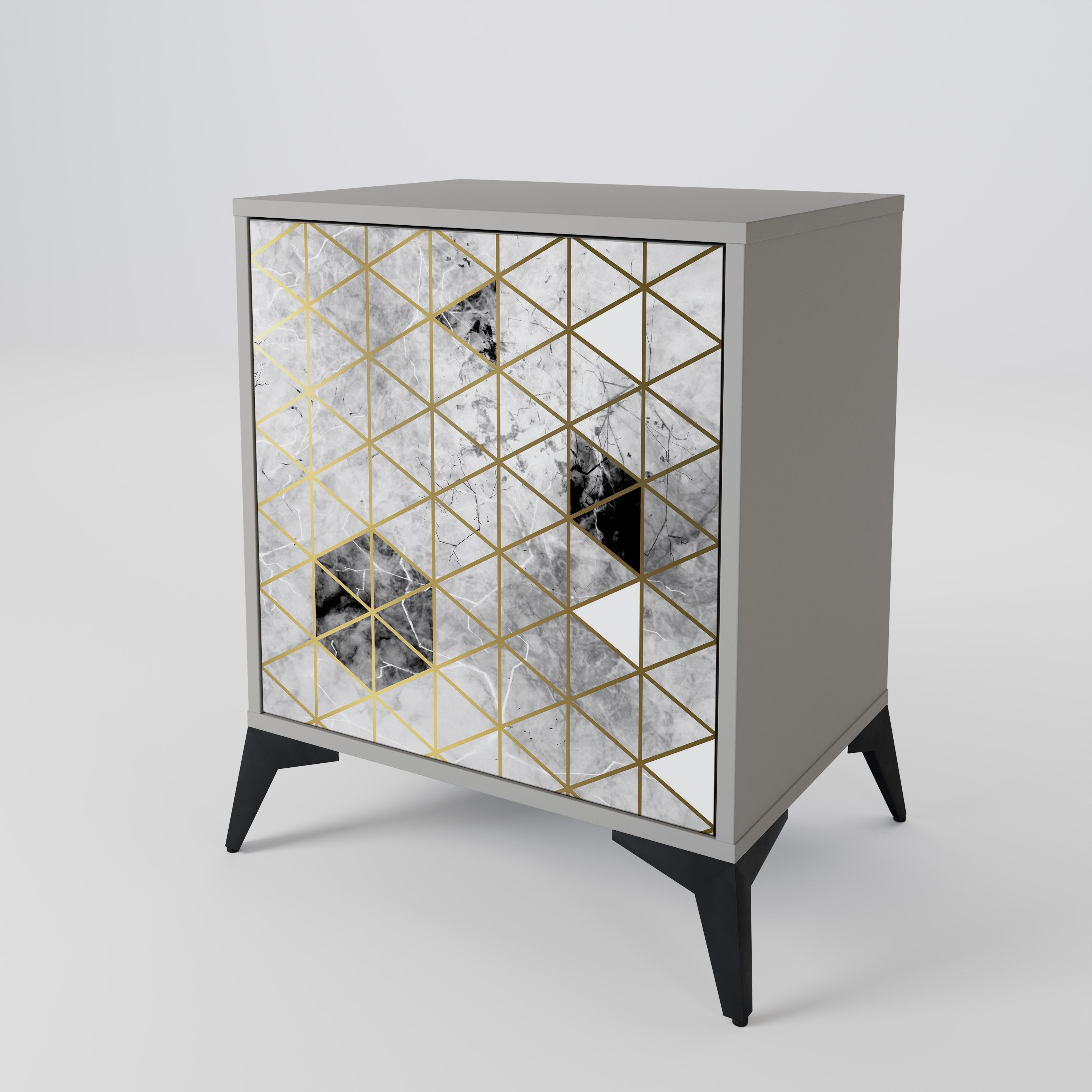 Aparador de 1 puerta ASHEN ARIA en acabado gris