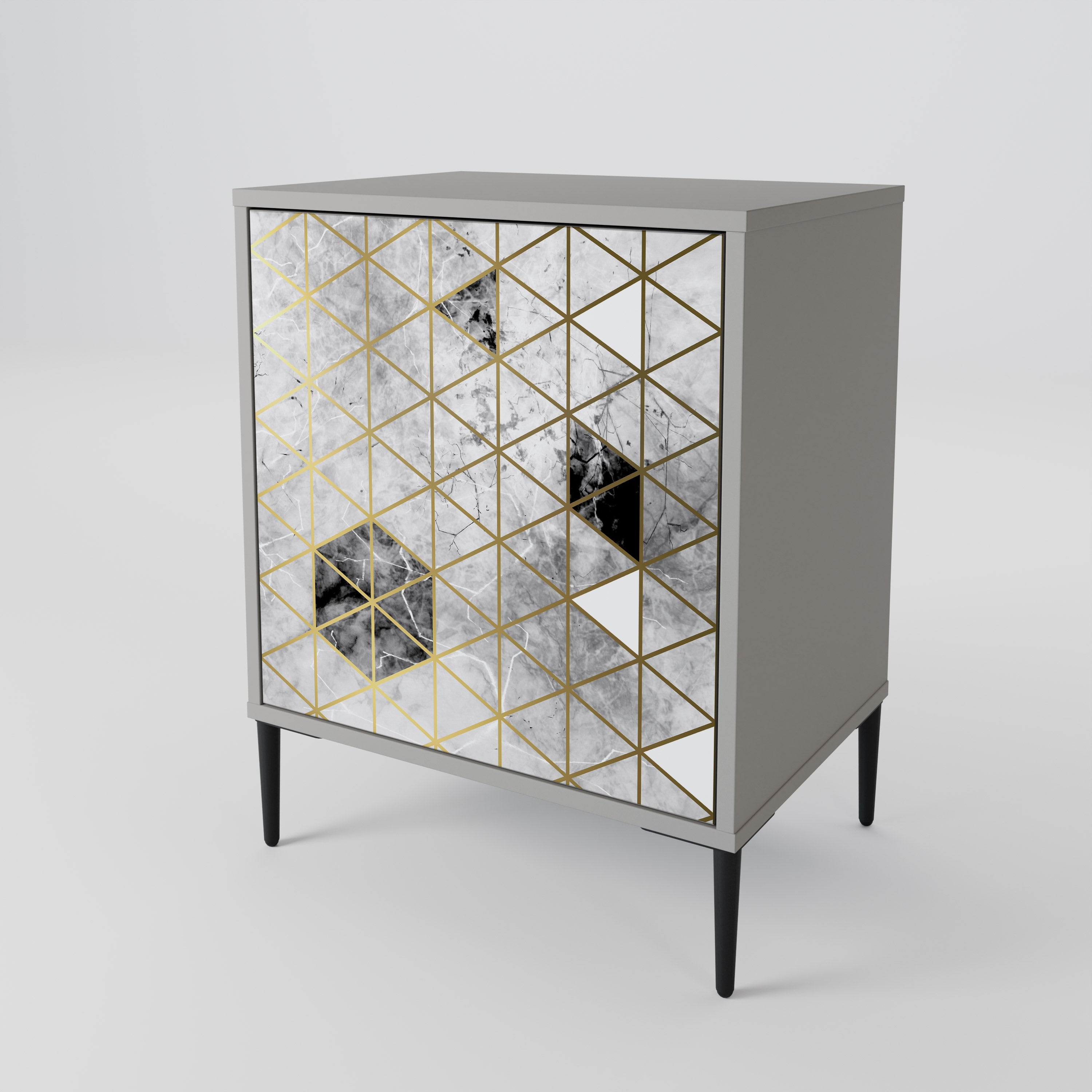 Aparador de 1 puerta ASHEN ARIA en acabado gris