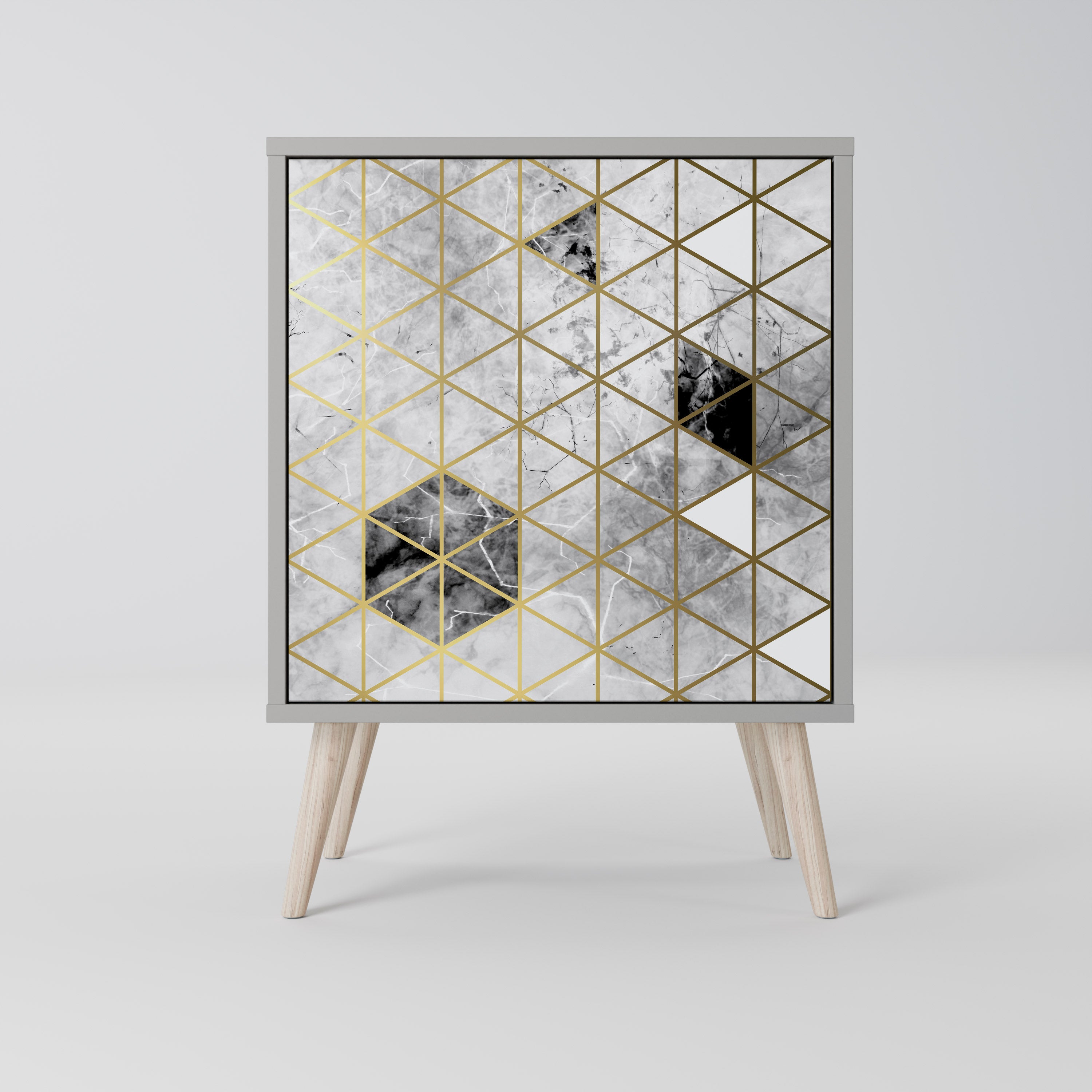 Aparador de 1 puerta ASHEN ARIA en acabado gris