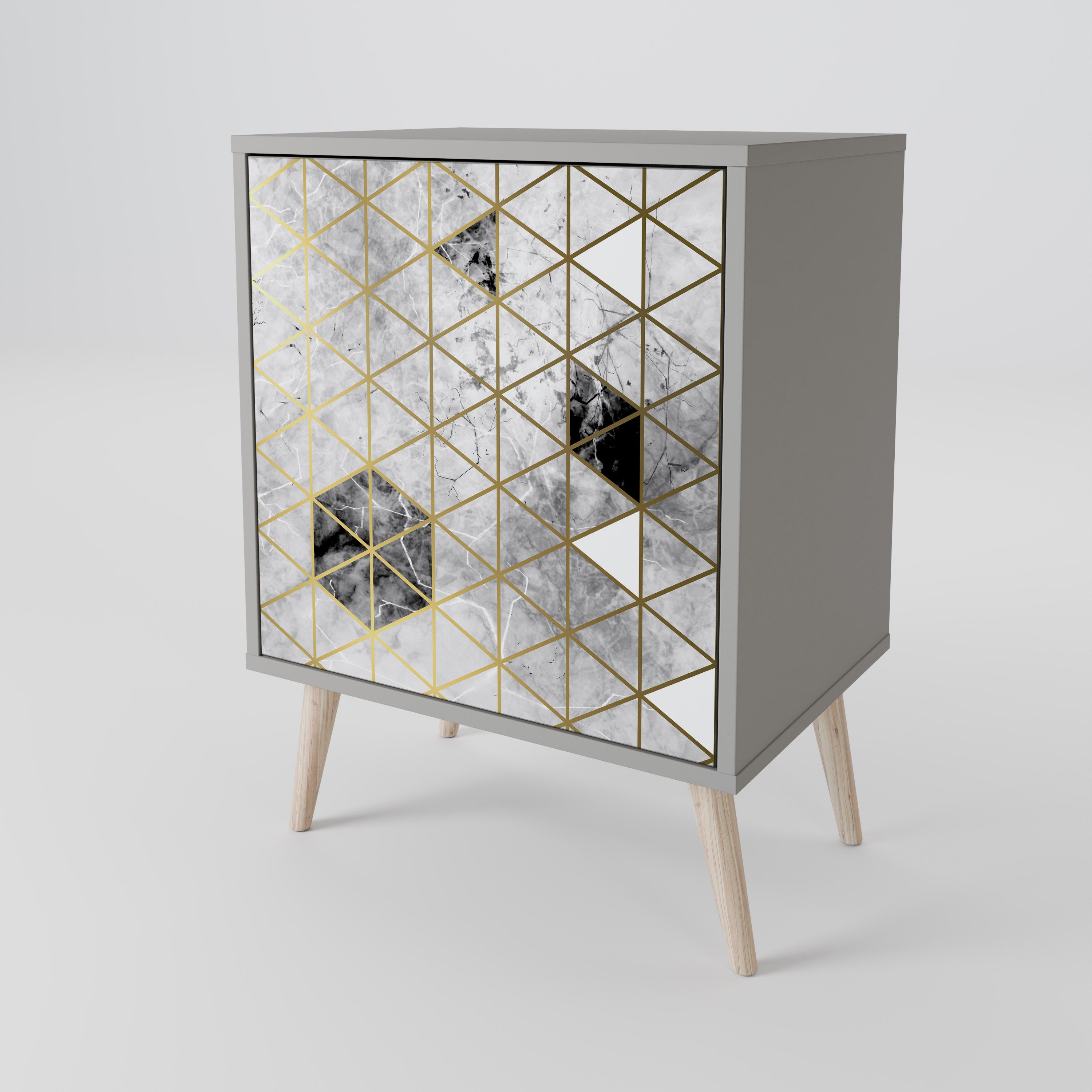 Aparador de 1 puerta ASHEN ARIA en acabado gris