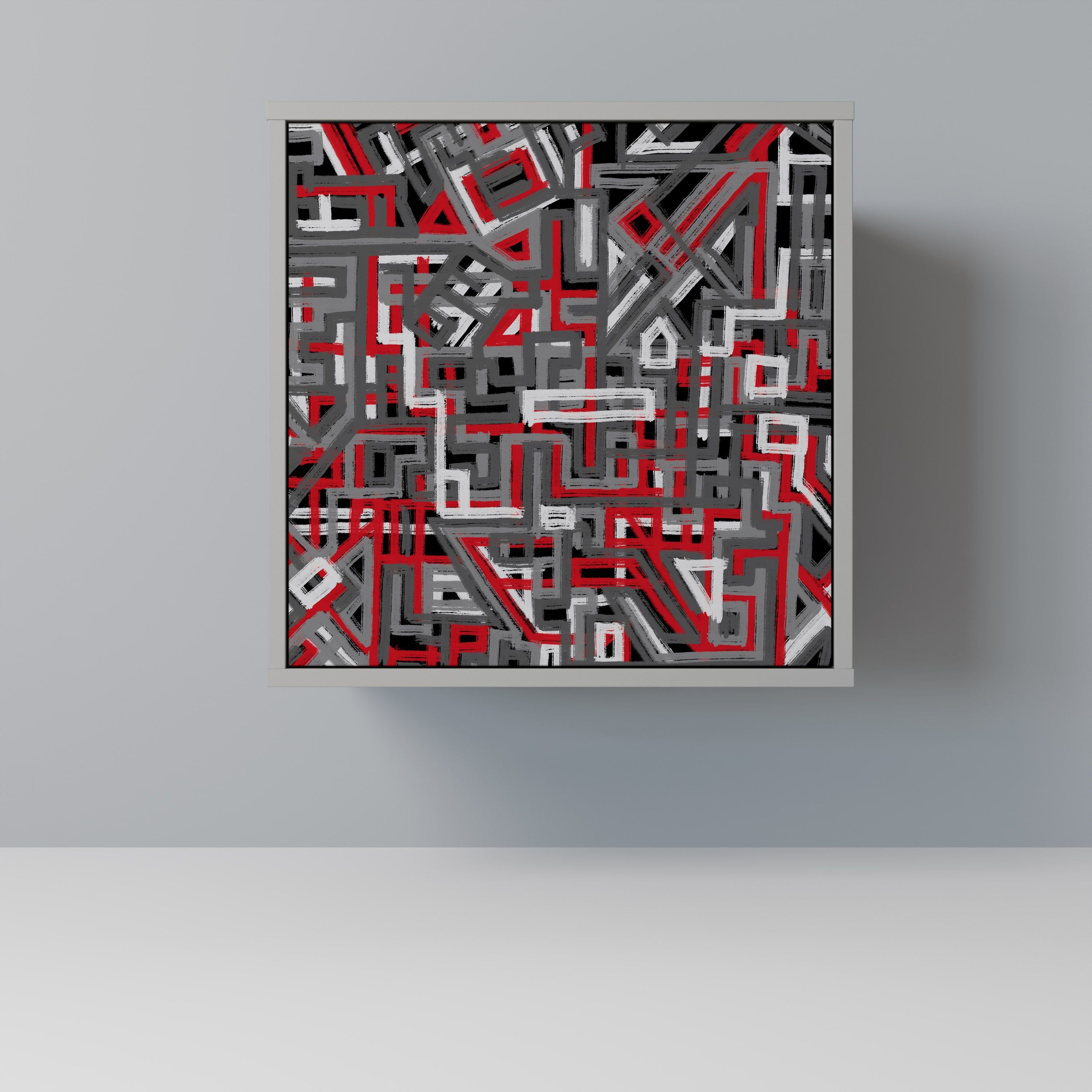 Aparador de 1 puerta BROKEN LINES en acabado gris