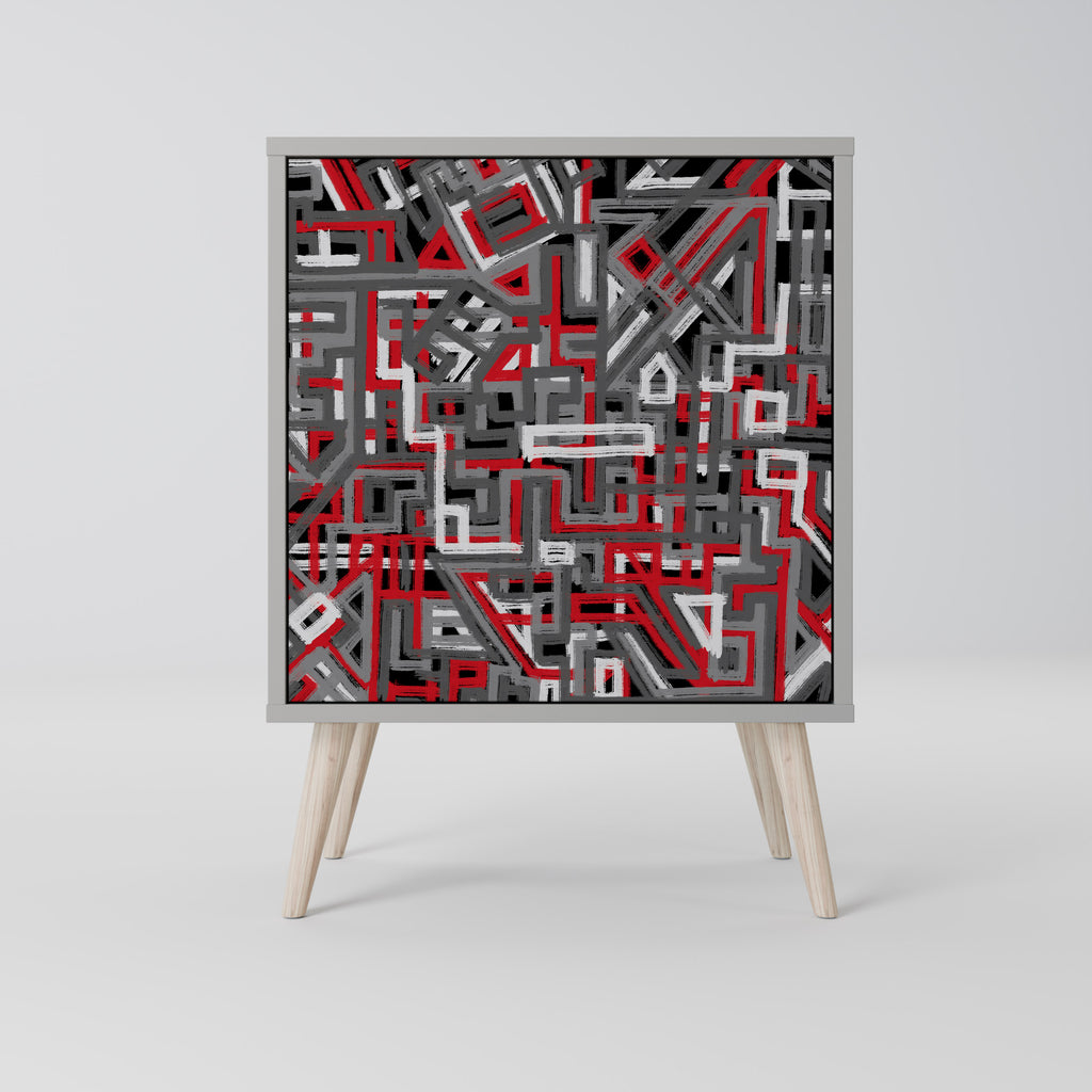 Aparador de 1 puerta BROKEN LINES en acabado gris