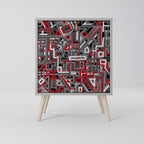 BROKEN LINES 1-Door Sideboard in Grey Finish