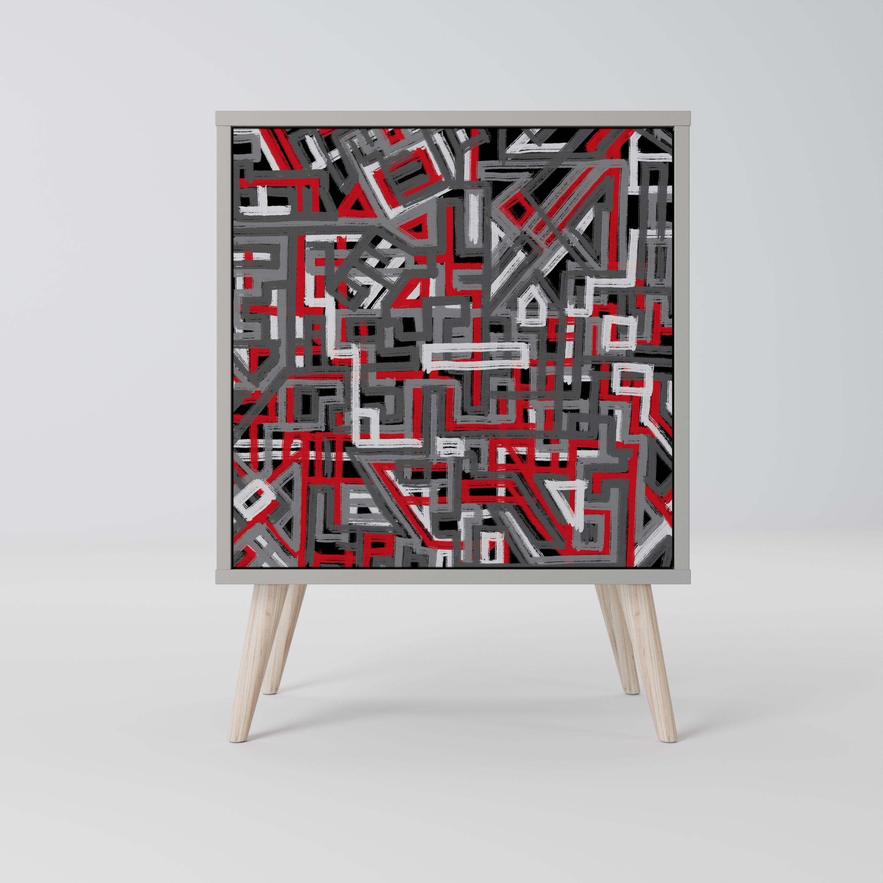 Aparador de 1 puerta BROKEN LINES en acabado gris