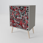 BROKEN LINES 1-Door Sideboard in Grey Finish