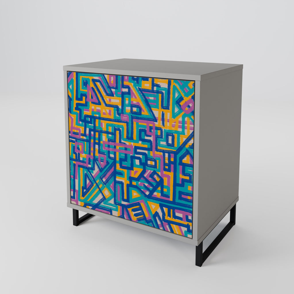 Aparador MEMORIES MAP de 1 puerta en acabado gris