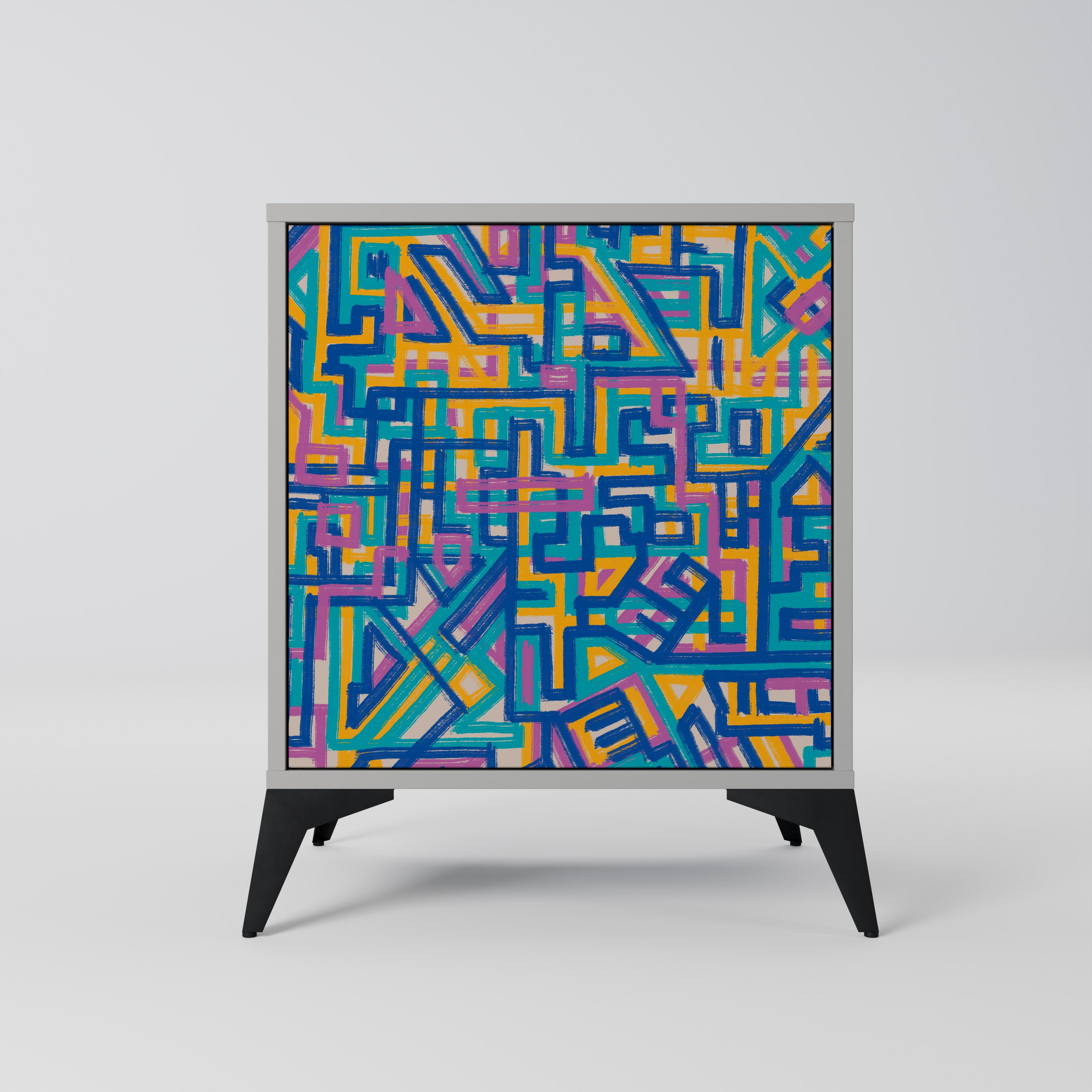 Aparador MEMORIES MAP de 1 puerta en acabado gris