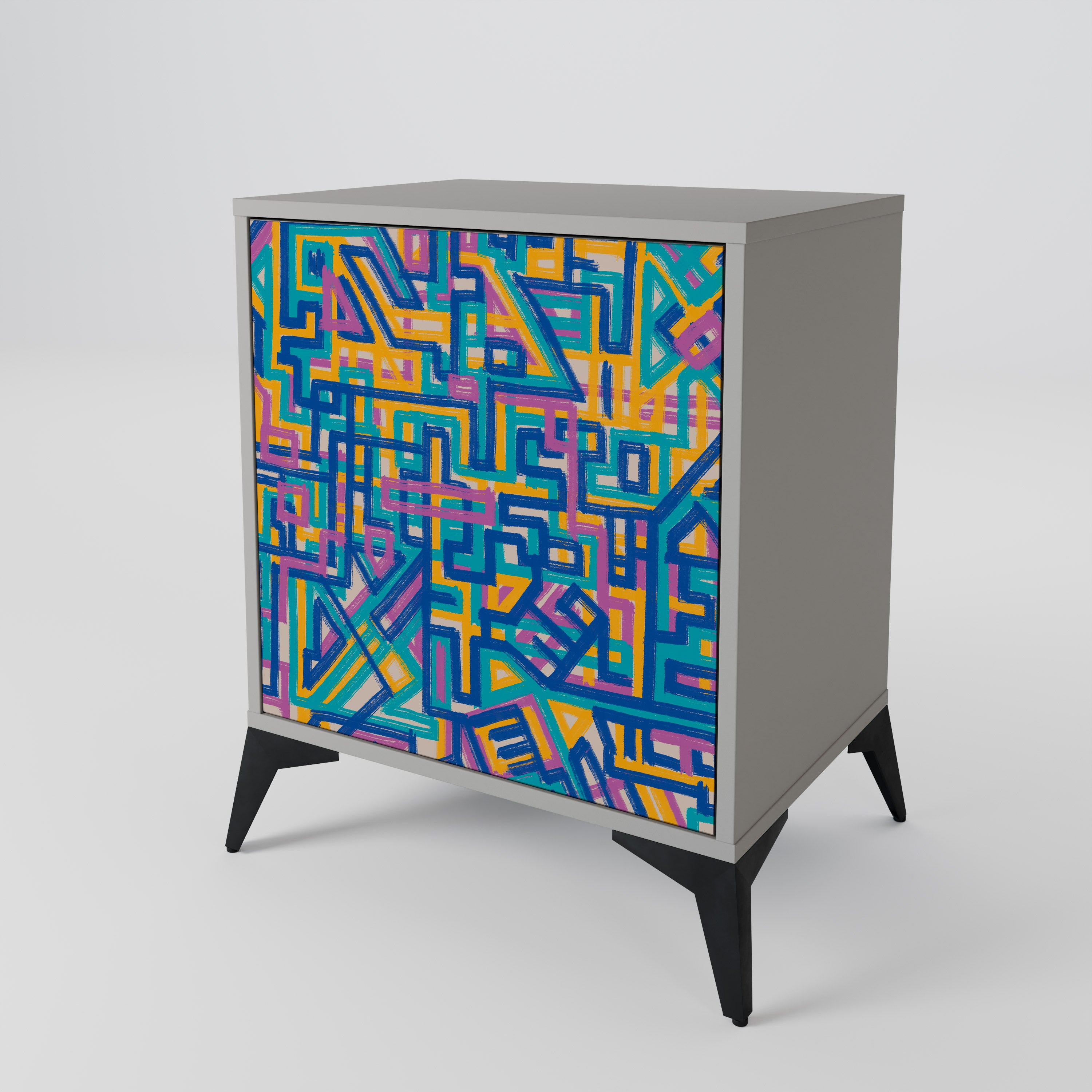 Aparador MEMORIES MAP de 1 puerta en acabado gris