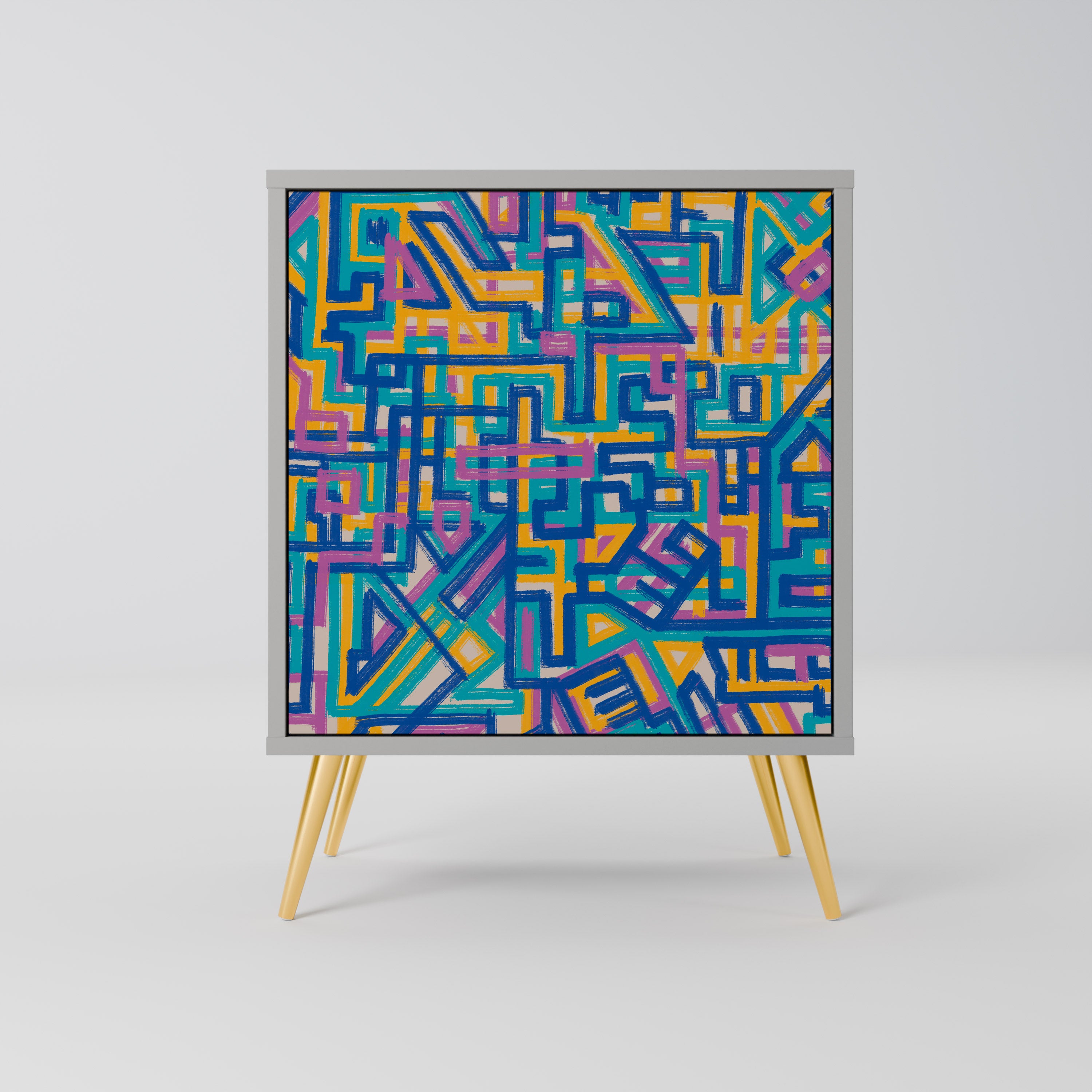 Aparador MEMORIES MAP de 1 puerta en acabado gris