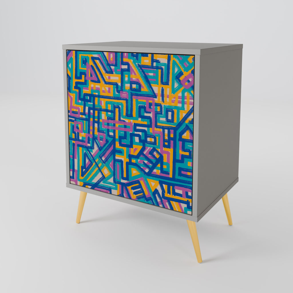 Aparador MEMORIES MAP de 1 puerta en acabado gris