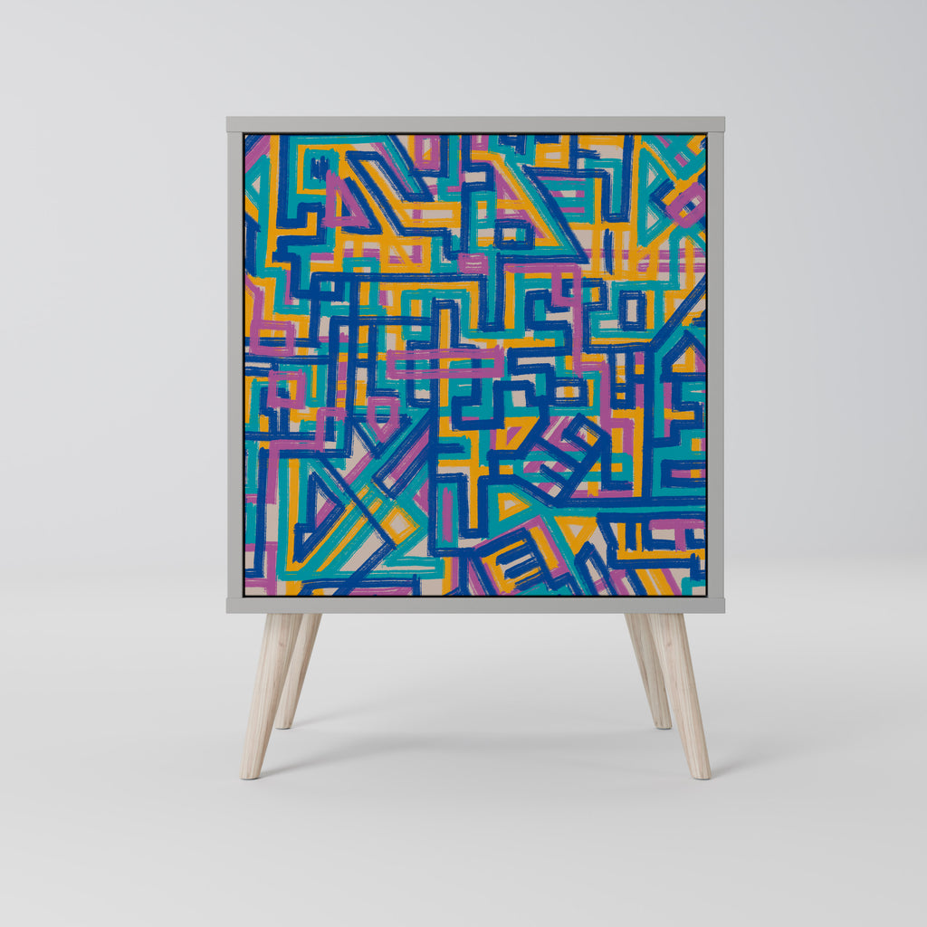 Aparador MEMORIES MAP de 1 puerta en acabado gris