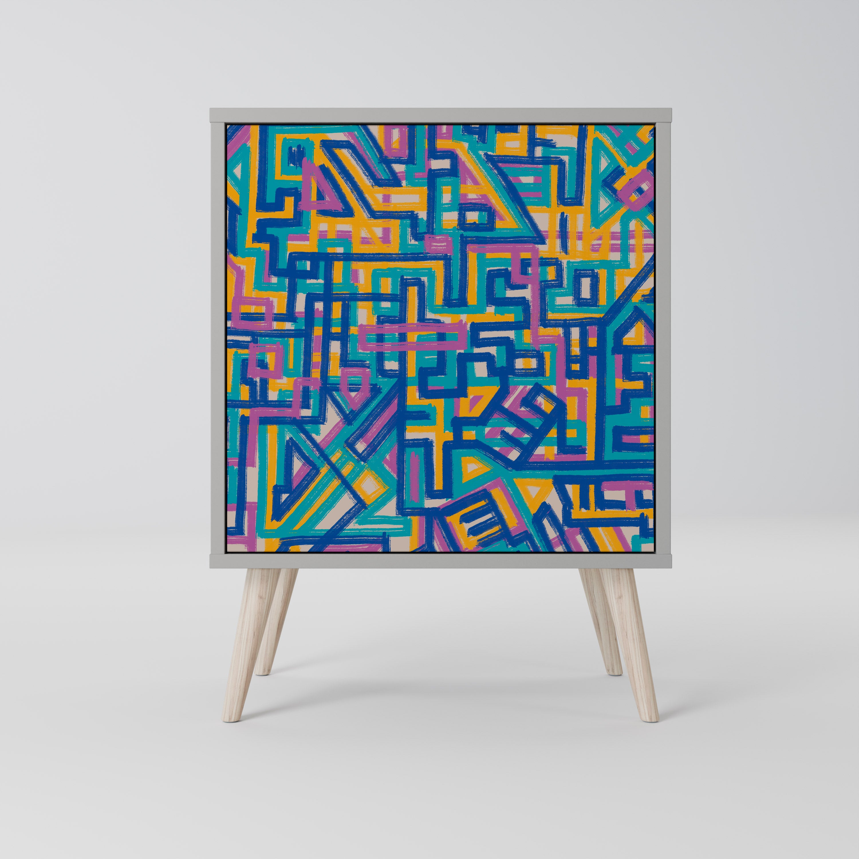 Aparador MEMORIES MAP de 1 puerta en acabado gris