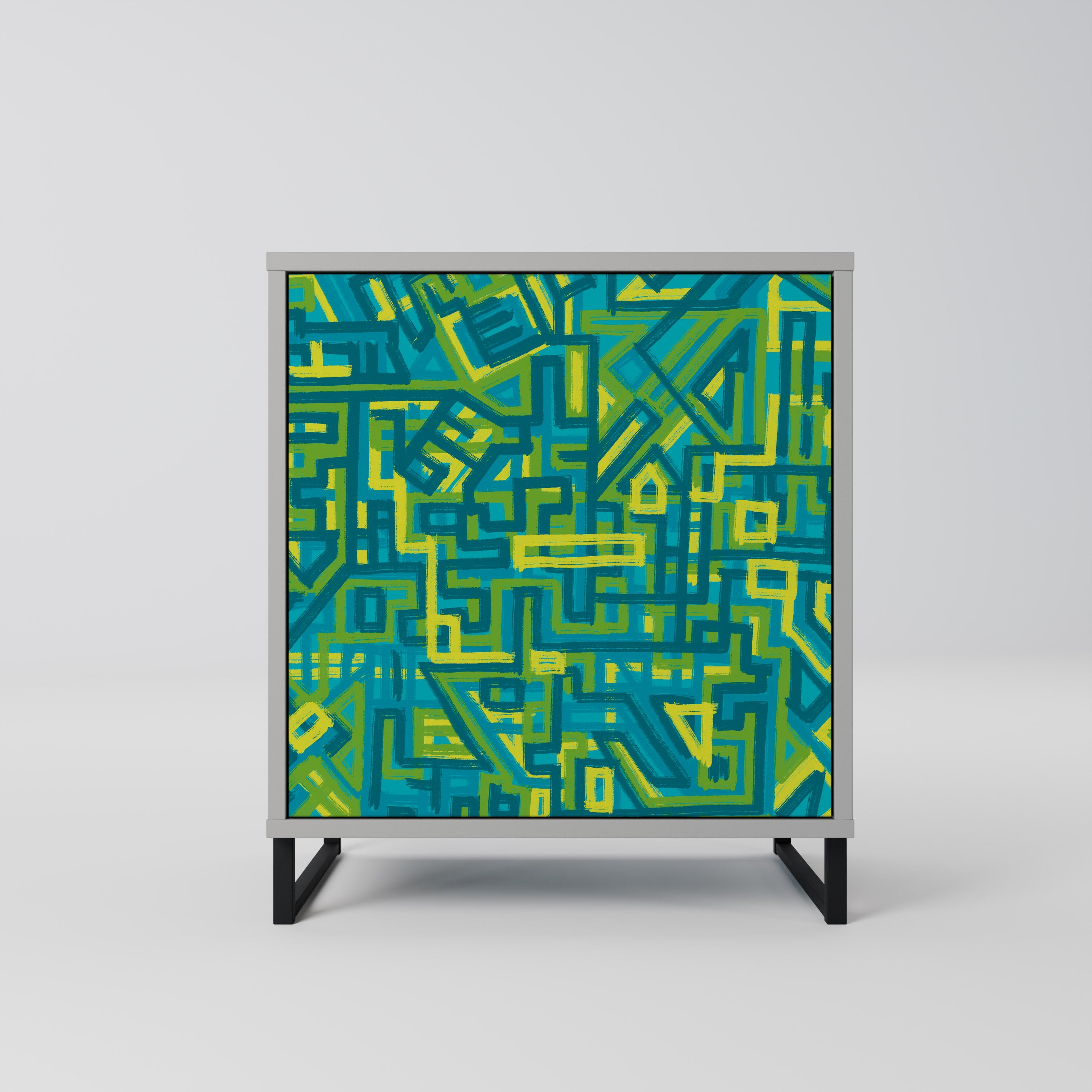 RECUERDOS NOSTÁLGICOS Aparador de 1 puerta en acabado gris