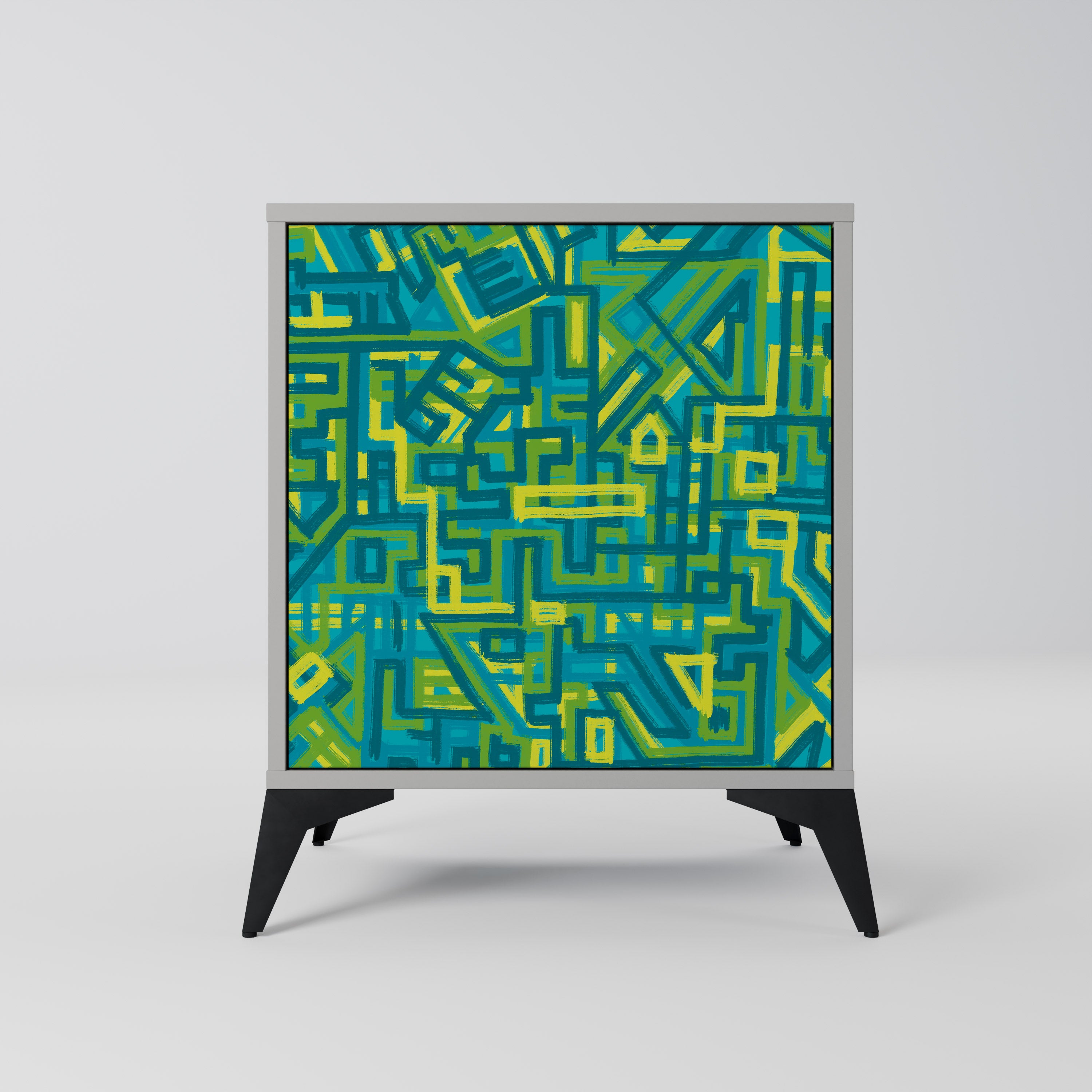 RECUERDOS NOSTÁLGICOS Aparador de 1 puerta en acabado gris