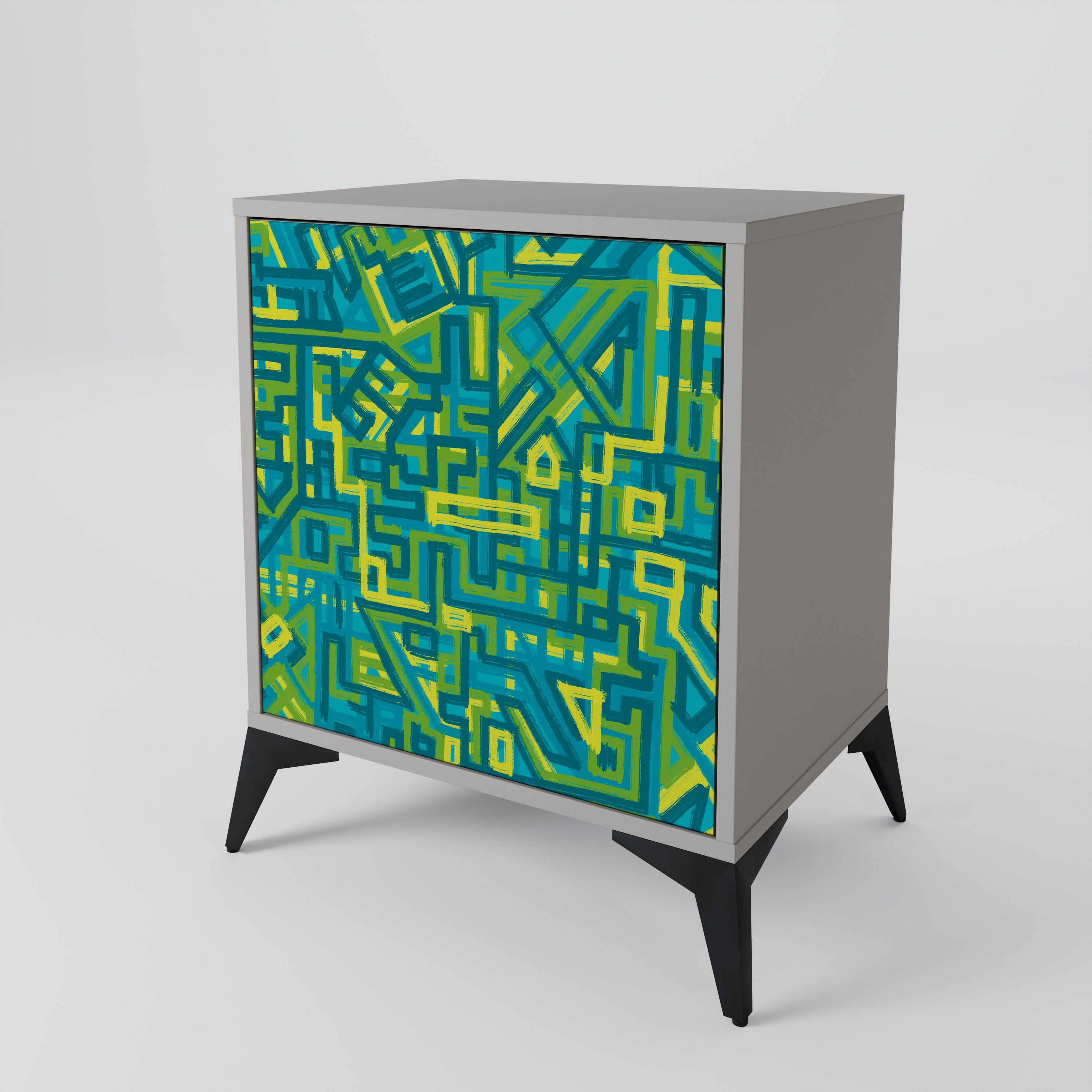 RECUERDOS NOSTÁLGICOS Aparador de 1 puerta en acabado gris