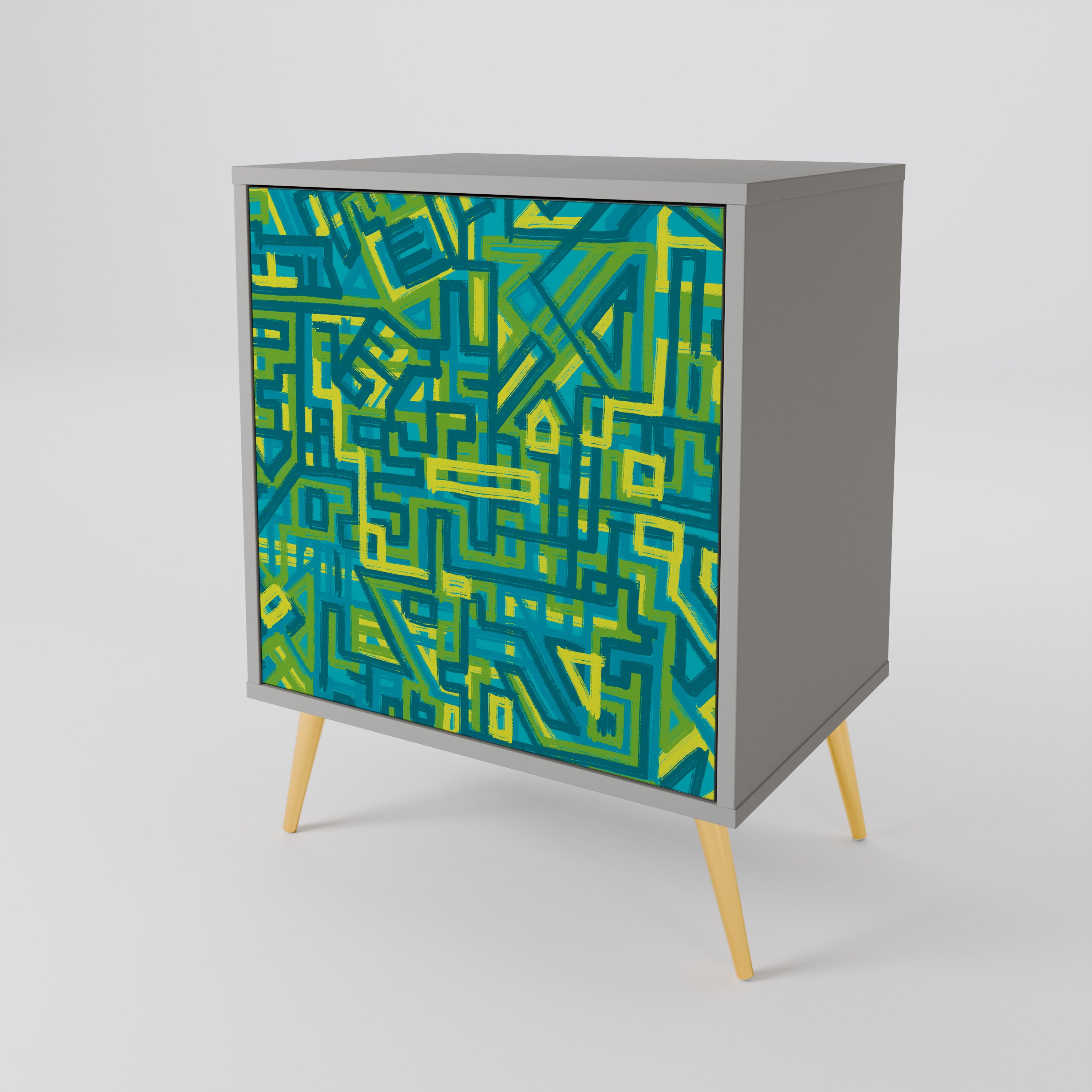 RECUERDOS NOSTÁLGICOS Aparador de 1 puerta en acabado gris