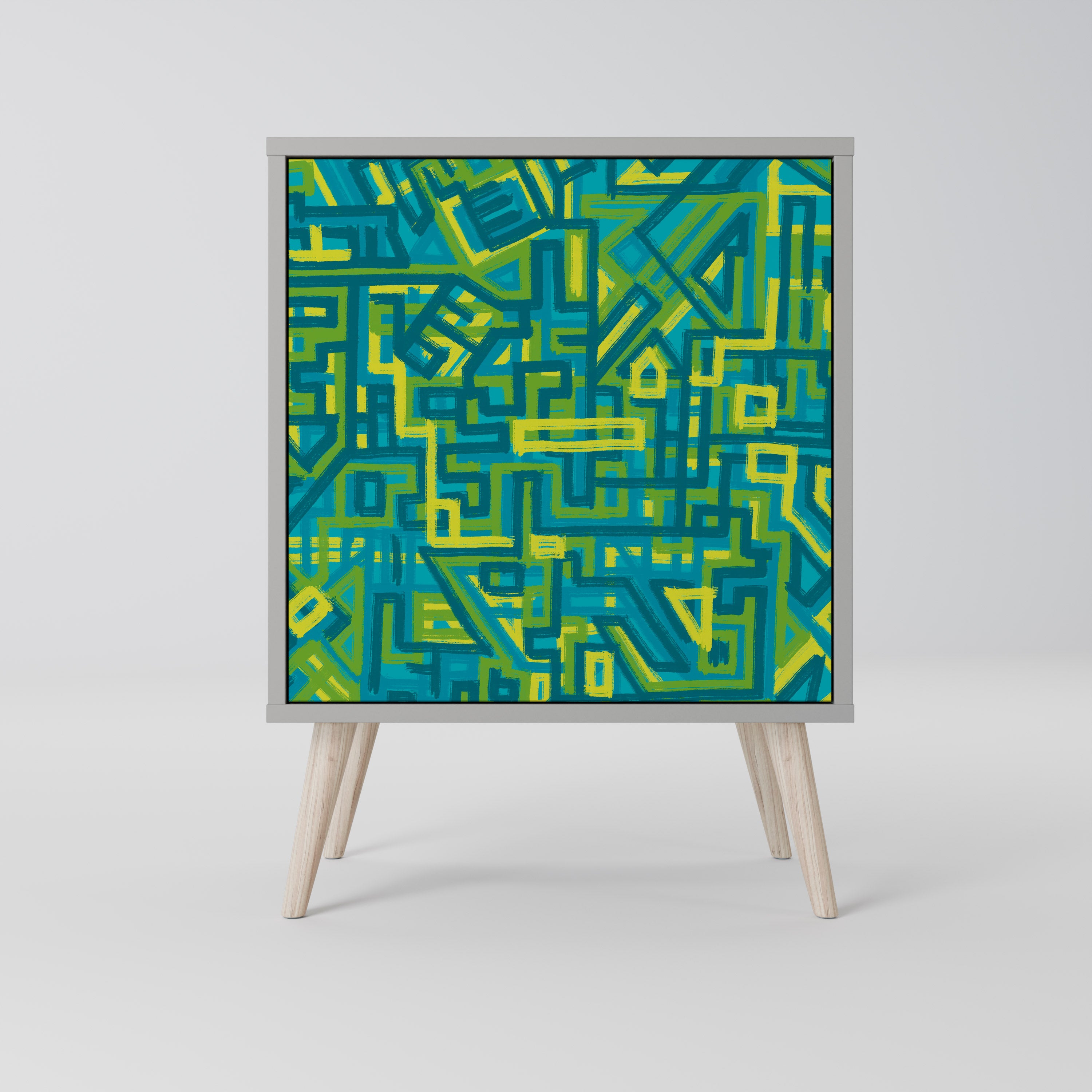 RECUERDOS NOSTÁLGICOS Aparador de 1 puerta en acabado gris