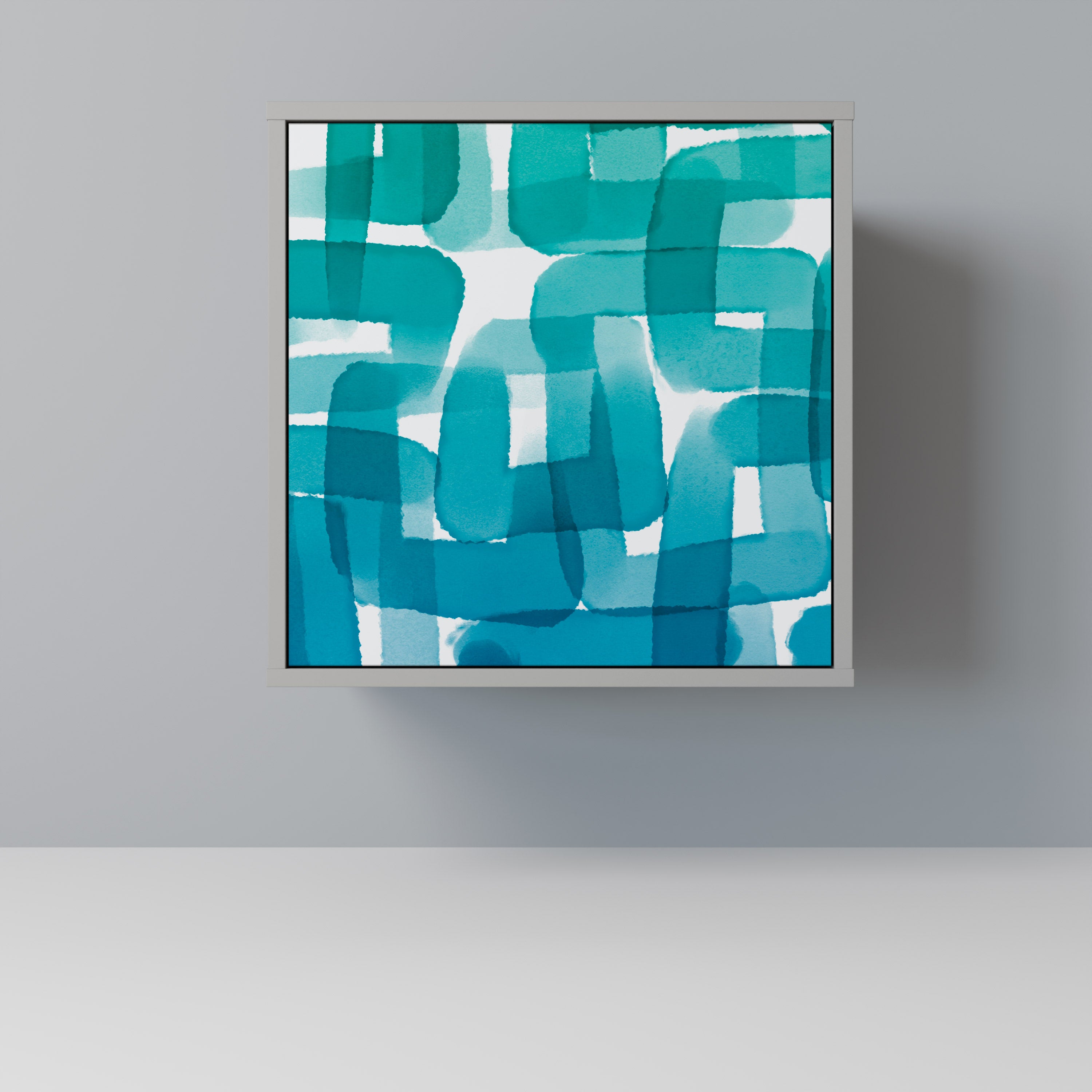 Aparador de 1 puerta TURQUOISE RECTANGLES con acabado gris