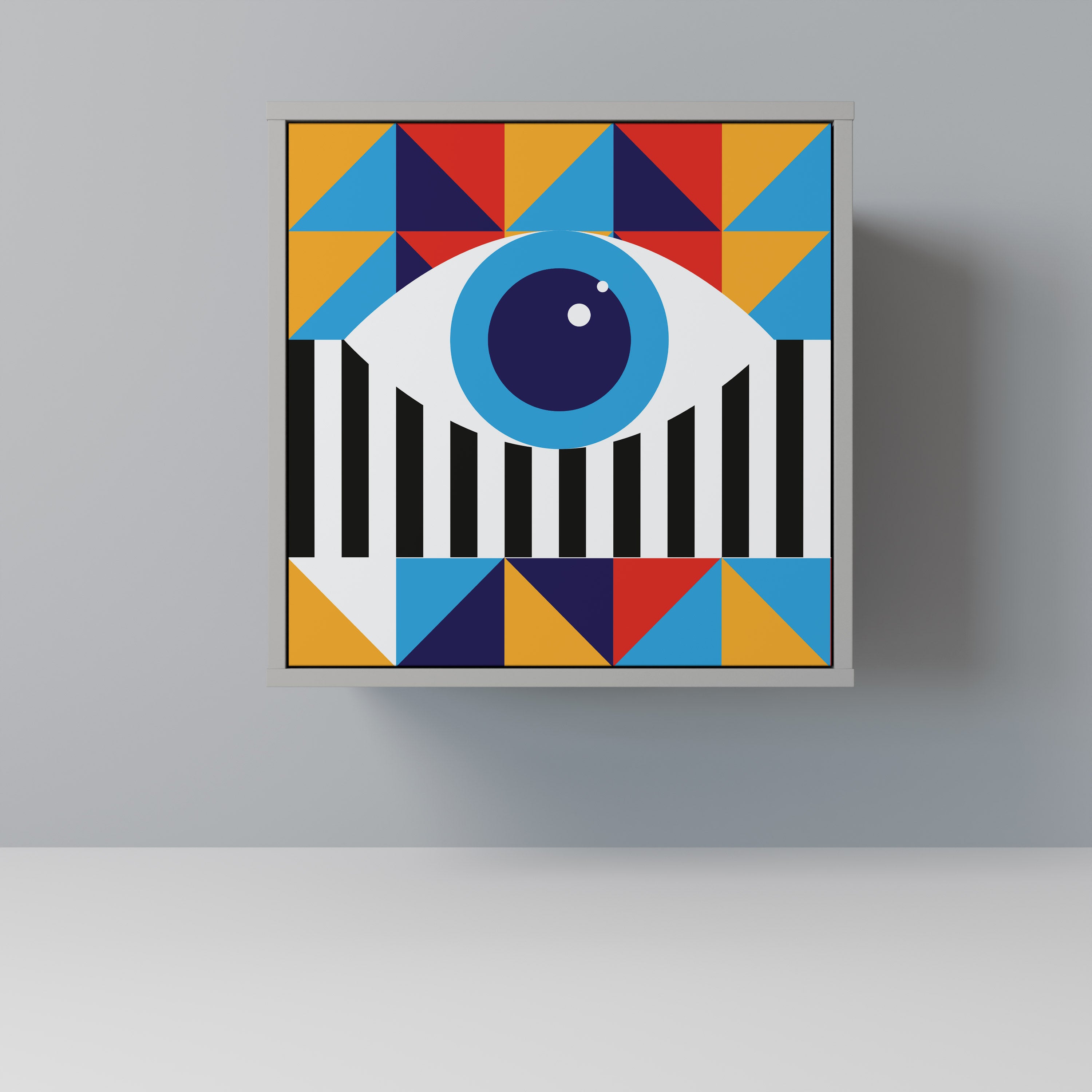 ABSTRACCIÓN Y GEOMETRÍA Aparador de 1 puerta en acabado gris