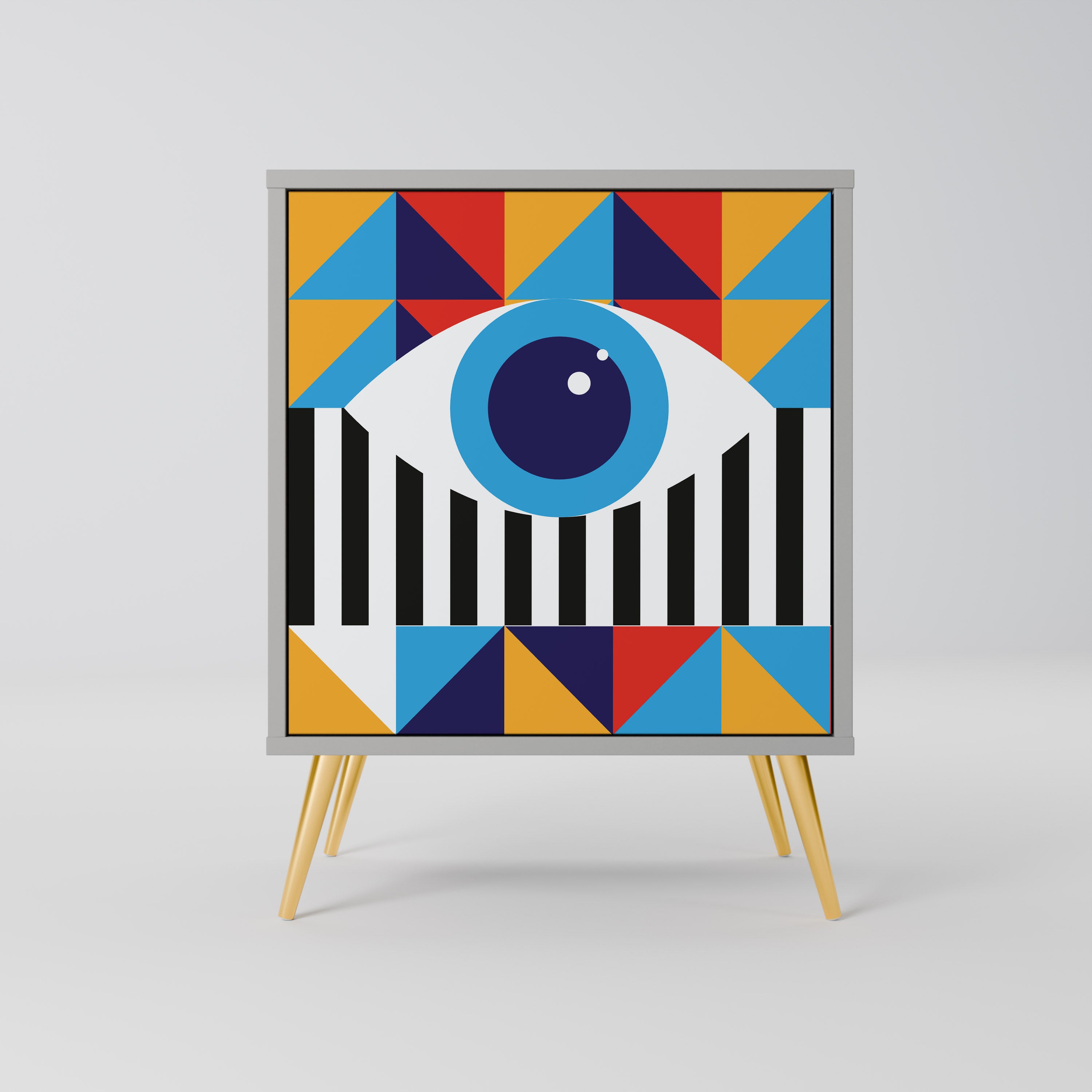 ABSTRACCIÓN Y GEOMETRÍA Aparador de 1 puerta en acabado gris