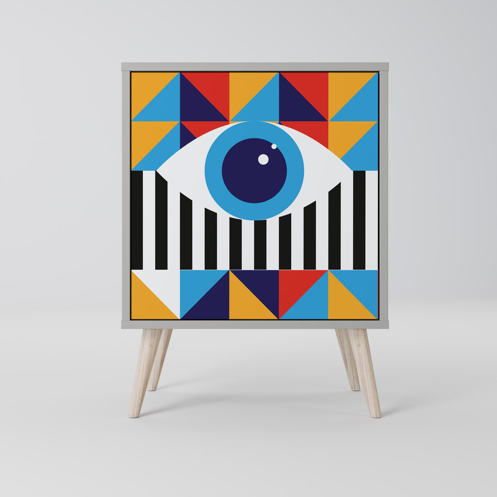 ABSTRACCIÓN Y GEOMETRÍA Aparador de 1 puerta en acabado gris