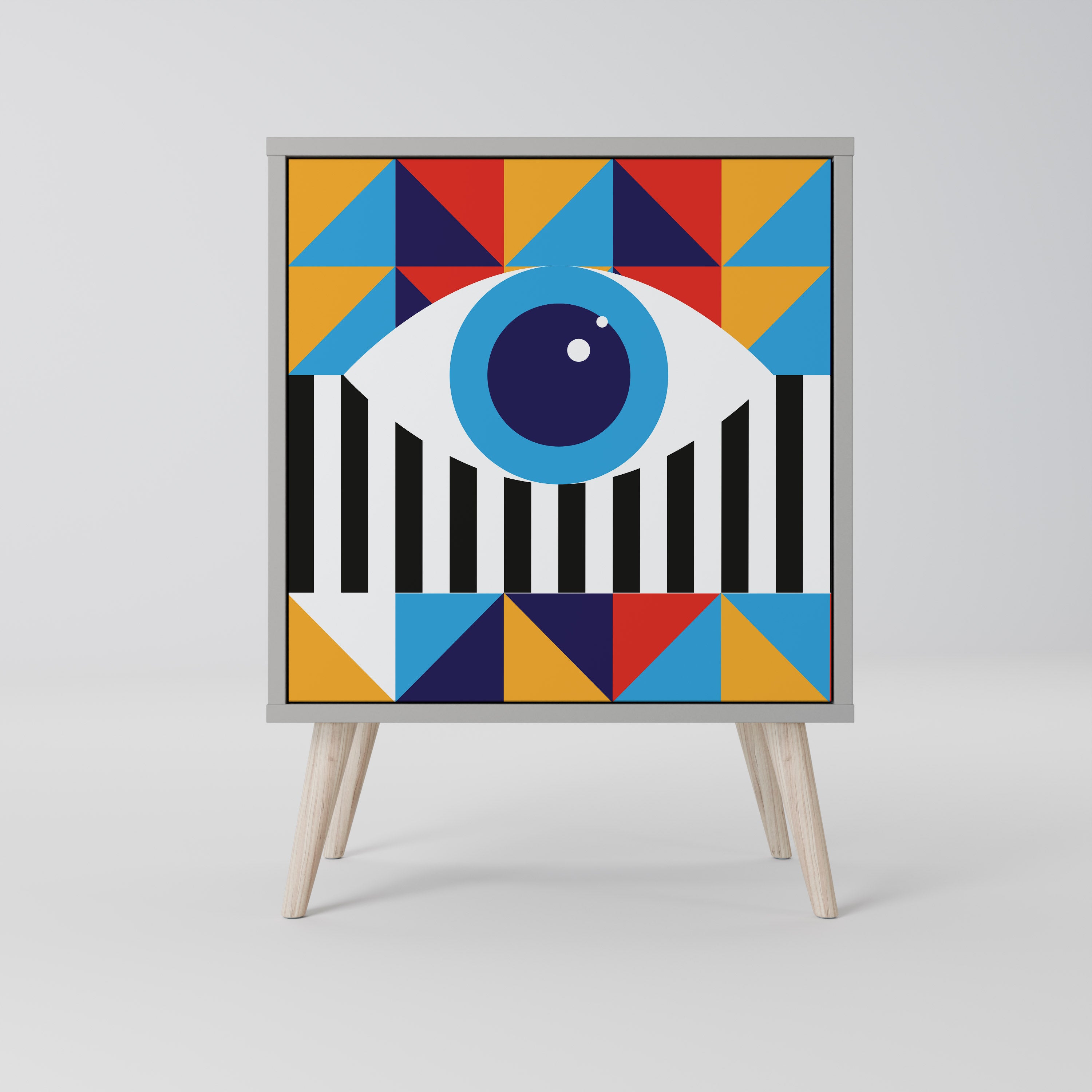 ABSTRACCIÓN Y GEOMETRÍA Aparador de 1 puerta en acabado gris